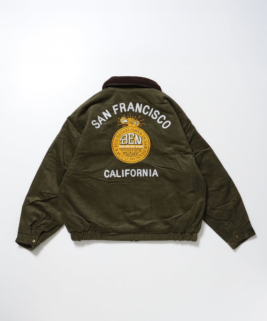 REMOVAL BOA COLLAR CORD JACKET /ジャケット ボア 刺繍 ワッペン スイングトップ カーキ