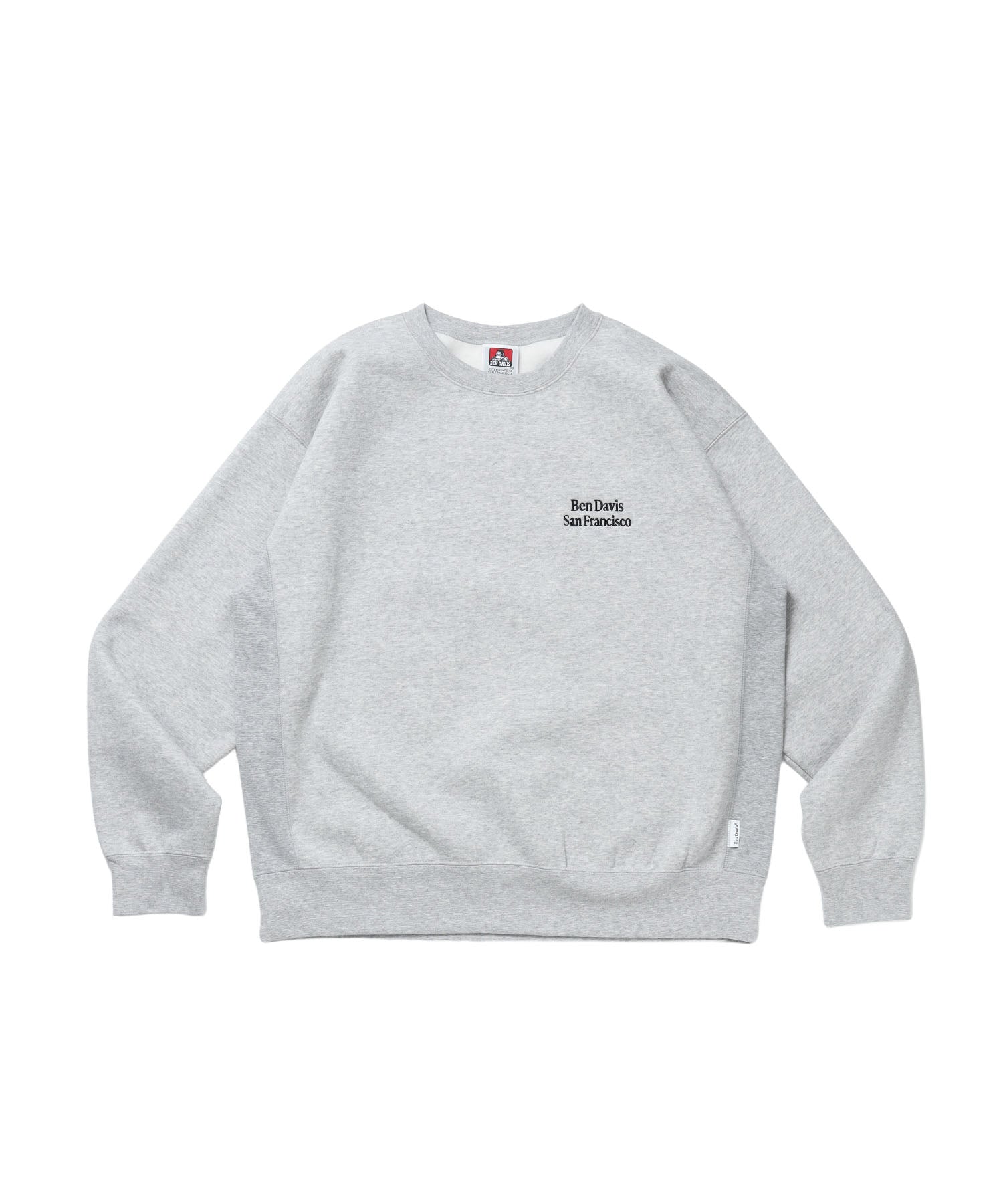 BD SWEAT CREW / スウェット クルーネック 裏起毛 ワンポイント刺繍 リサイズ ユニセックス グレー