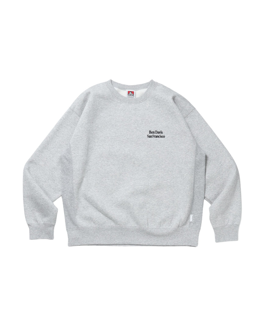 BD SWEAT CREW / スウェット クルーネック 裏起毛 ワンポイント刺繍 リサイズ ユニセックス グレー