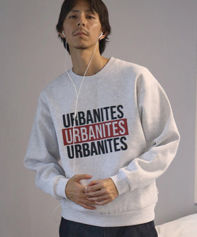 ヘビーウエイトセンターボカシロゴスウェット / 裏起毛 スウェット クルーネック ワンポイント プリント アッシュグレー