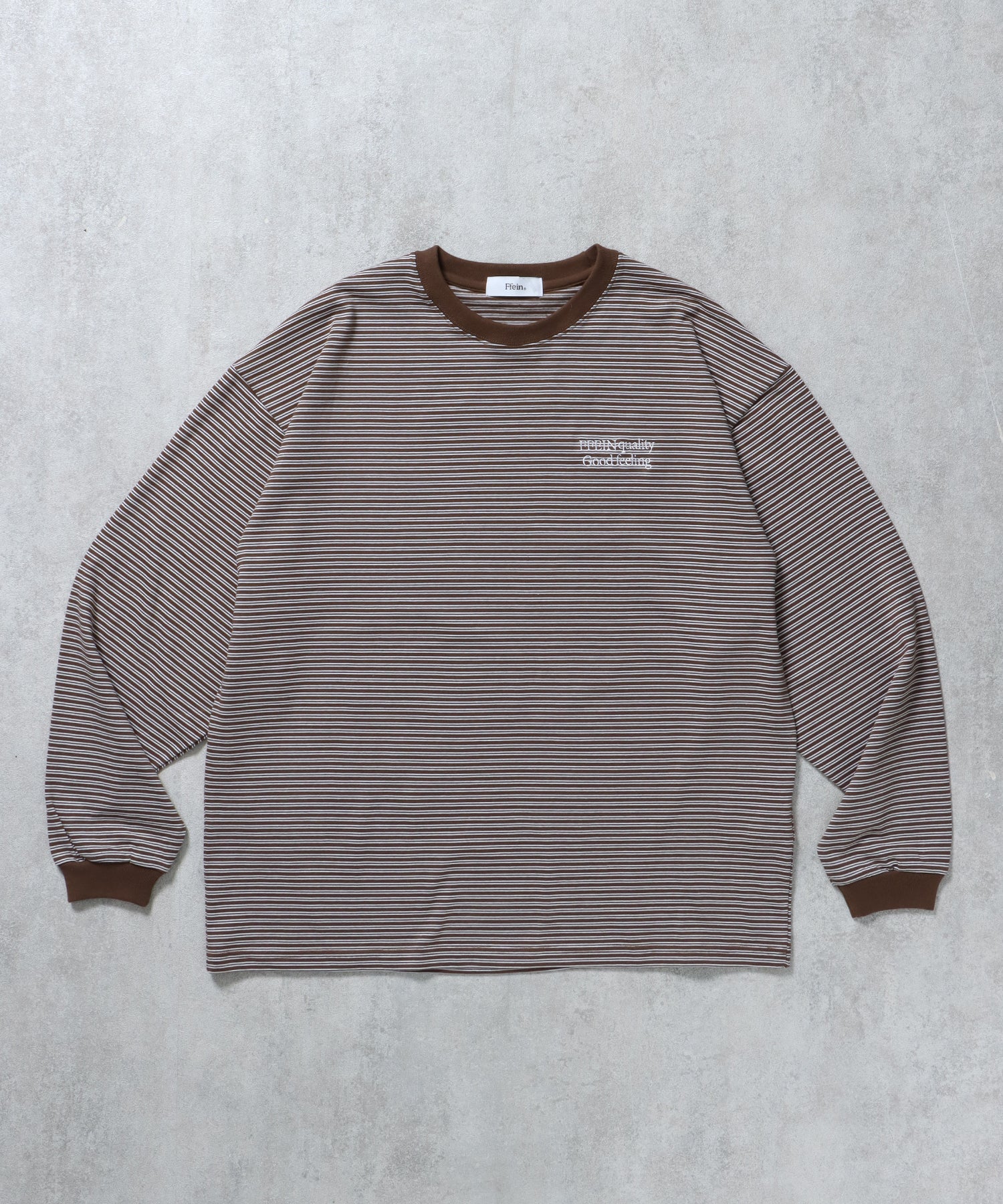ロゴ刺繍マルチボーダーロングスリーブTシャツ ブラウン
