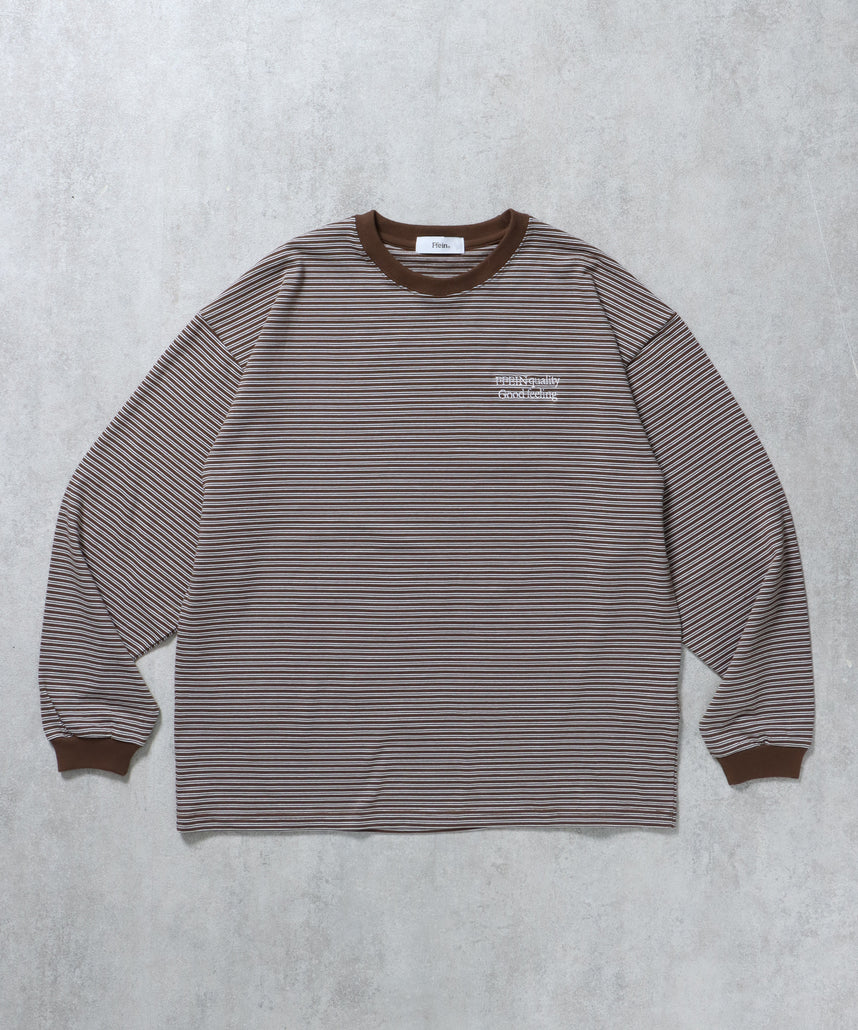 ロゴ刺繍マルチボーダーロングスリーブTシャツ ブラウン