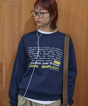 ヘビーウエイトメッセージスウェット / 裏起毛 スウェット クルーネック ワンポイント プリント ネイビー