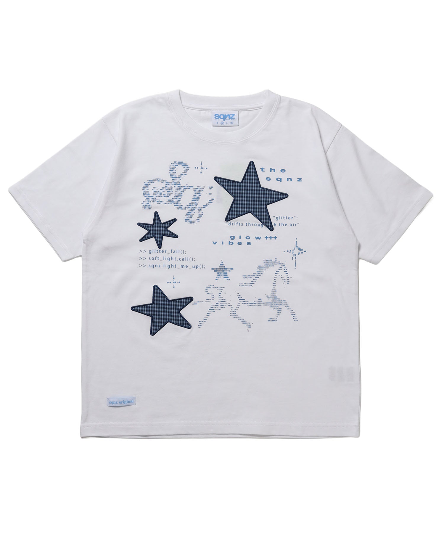 ※WEB限定 / ワッペン×チェック / モチーフデザイン半袖Tシャツ / sqnz motif applique tee / ホワイト