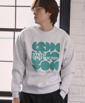 ヘビーウエイトぼかしアートスウェット / 裏起毛 スウェット クルーネック アート プリント アッシュグレー