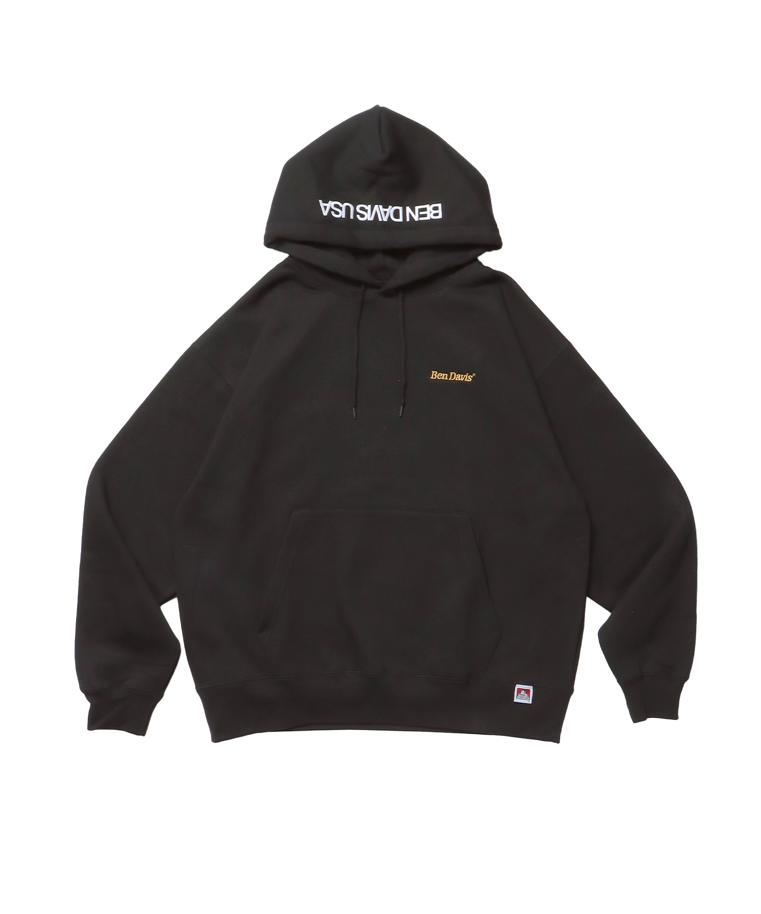 BD LABEL EMB HOODIE / フーディ プルパーカー ヘビーウェイト ワンポイント 刺繍 裏起毛 ブラック