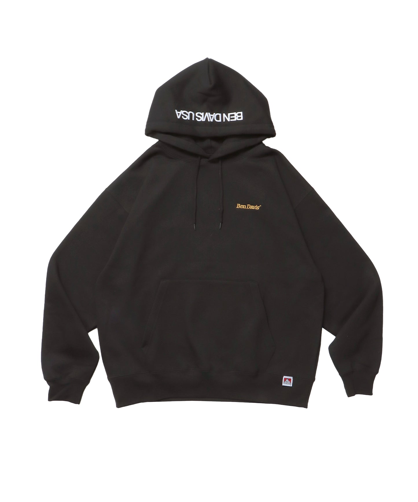 BD LABEL EMB HOODIE / フーディ プルパーカー ヘビーウェイト ワンポイント 刺繍 裏起毛 ブラック