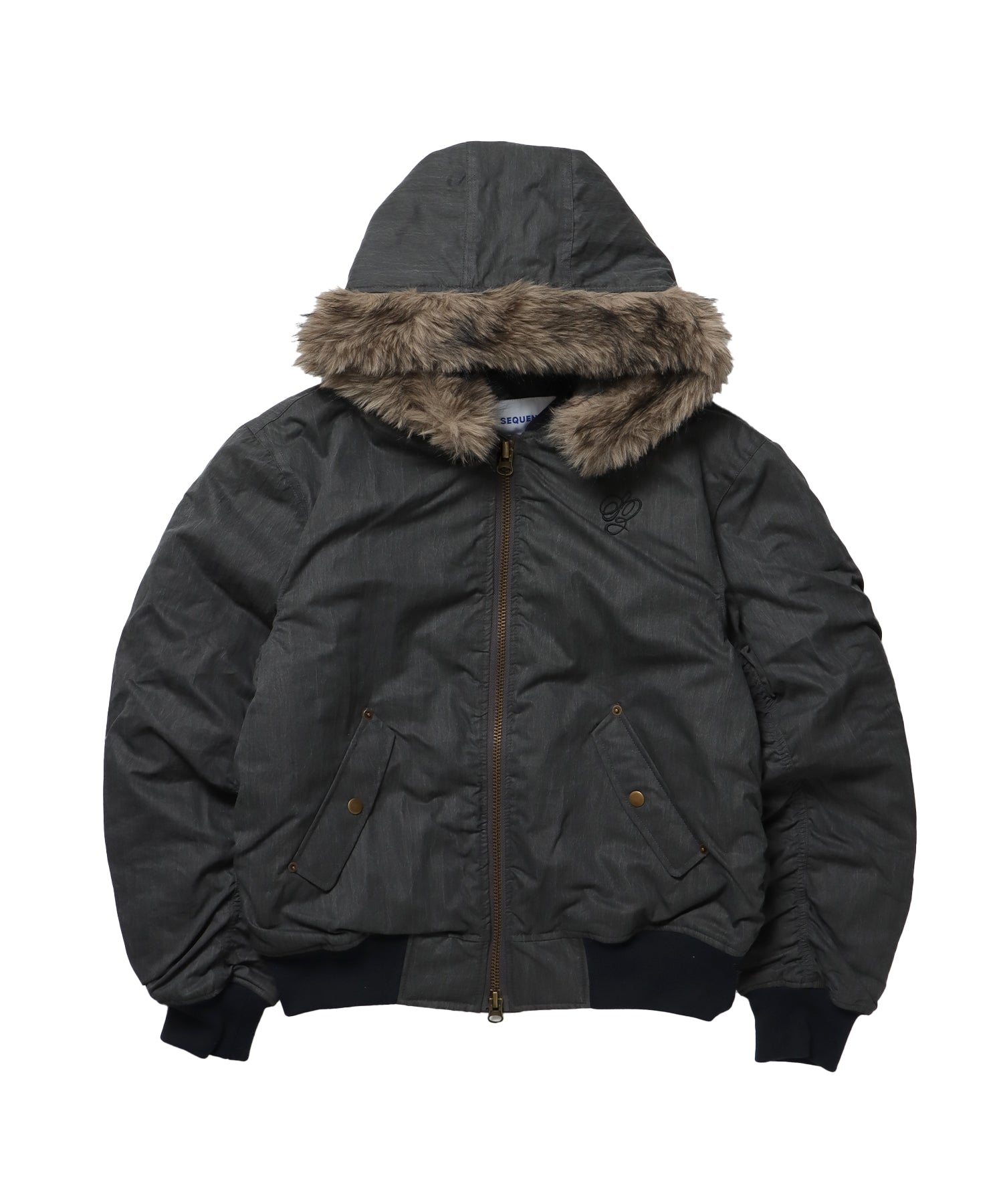 FUR SQNZ BOMBER JACKET / オーバーサイズ ジャケット アウター ブルゾン 中綿 加工 ジップ ブラック