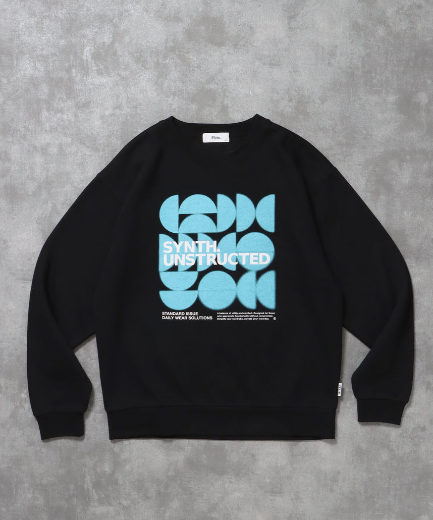 ヘビーウエイトぼかしアートスウェット / 裏起毛 スウェット クルーネック アート プリント ブラック