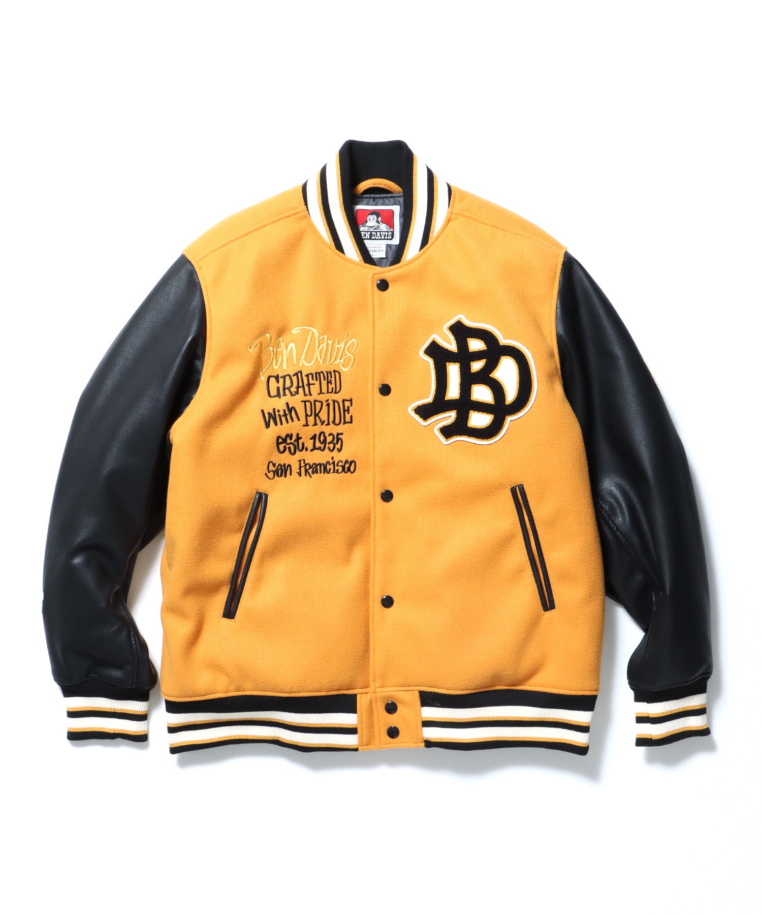 BD STADIUM JACKET / 刺繍 ワッペン OLD オーバーサイズ レトロ アメカジ スケーター 90年代 オレンジ