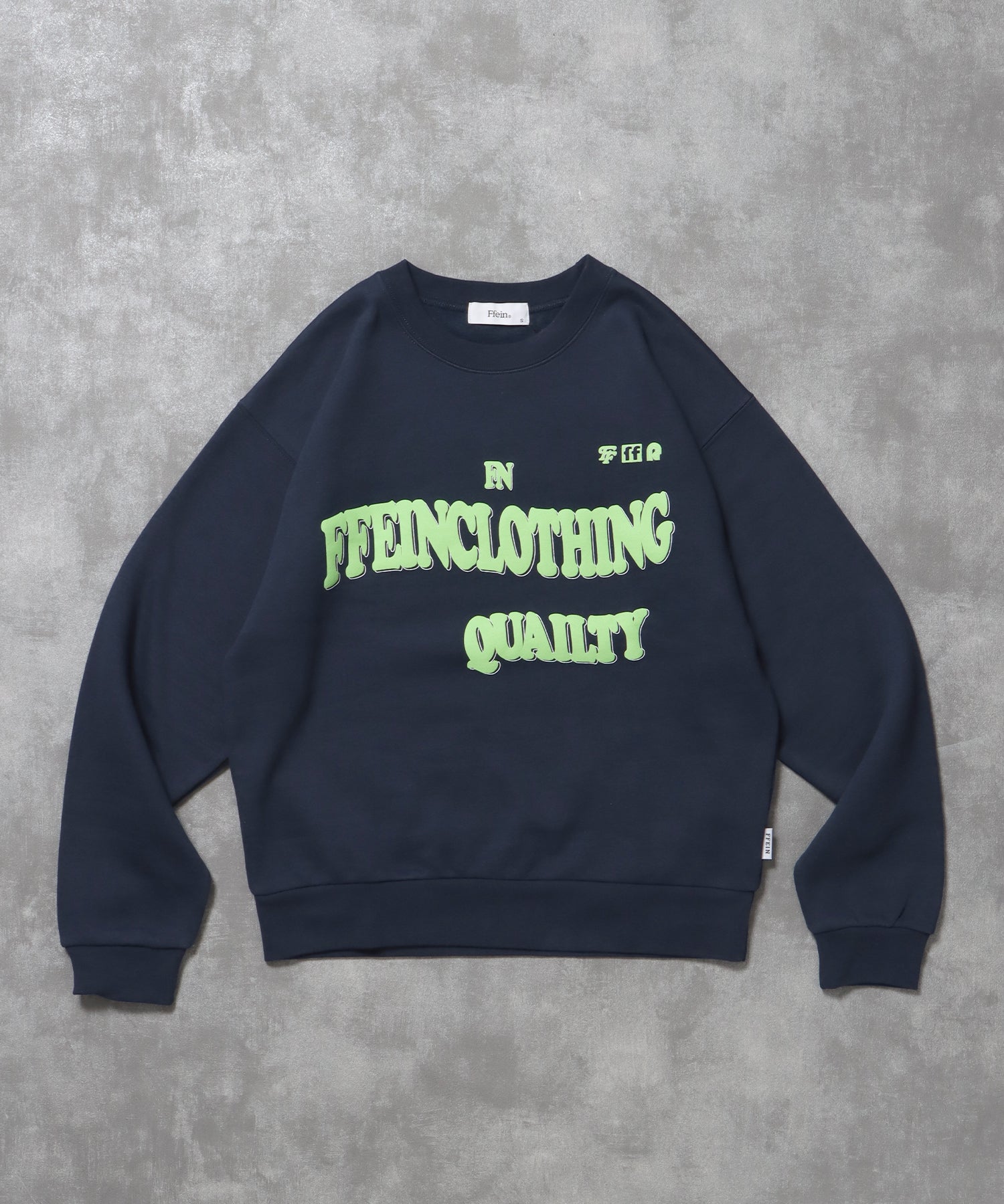 ヘビーウエイトウェーブロゴスウェット / 裏起毛 スウェット クルーネック ワンポイント プリント ネイビー