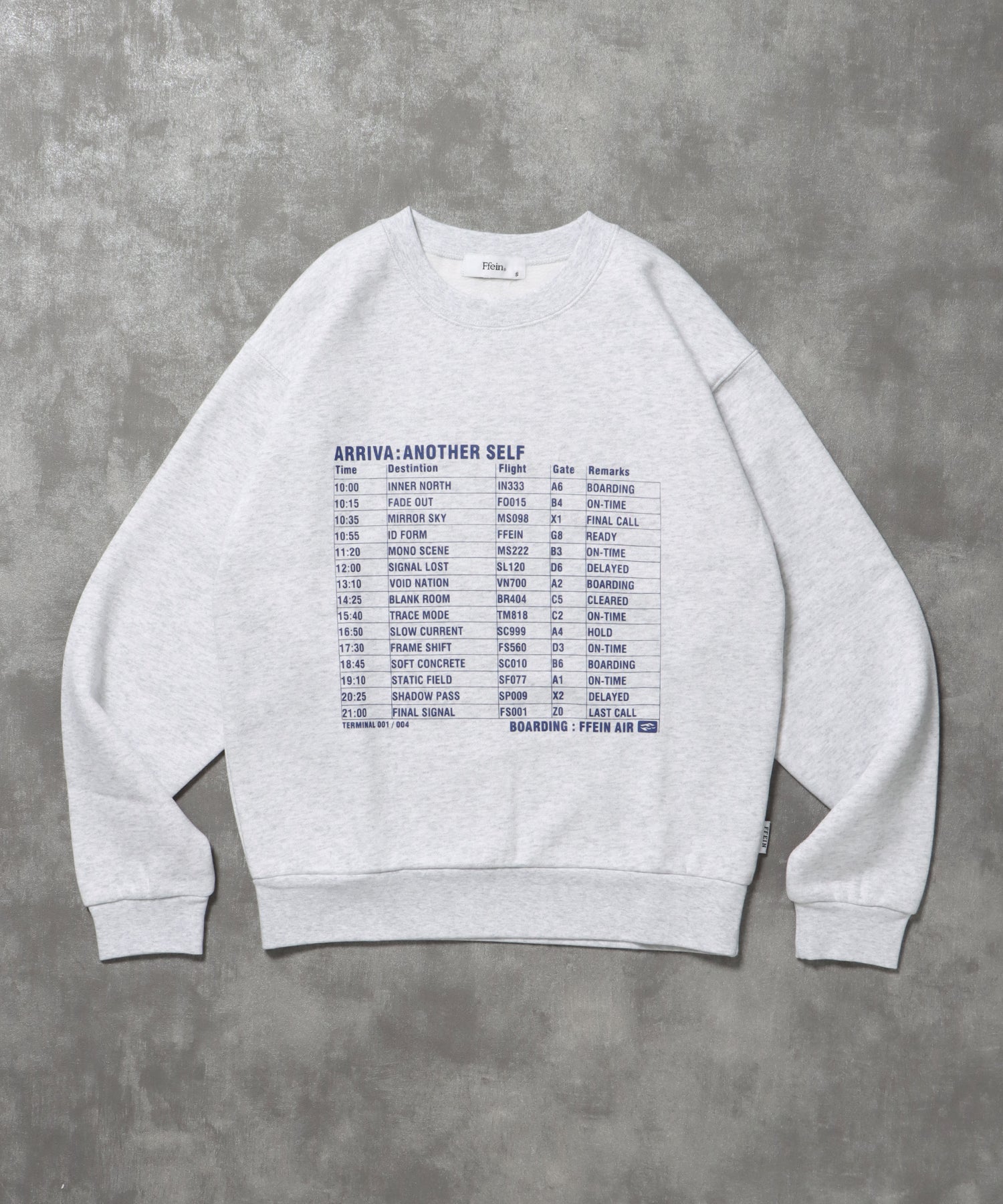 ヘビーウエイトフライトメッセージロゴスウェット / 裏起毛 スウェット クルーネック ワンポイント プリント アッシュグレー