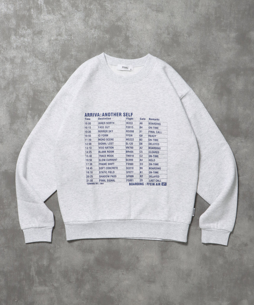 ヘビーウエイトフライトメッセージロゴスウェット / 裏起毛 スウェット クルーネック ワンポイント プリント アッシュグレー