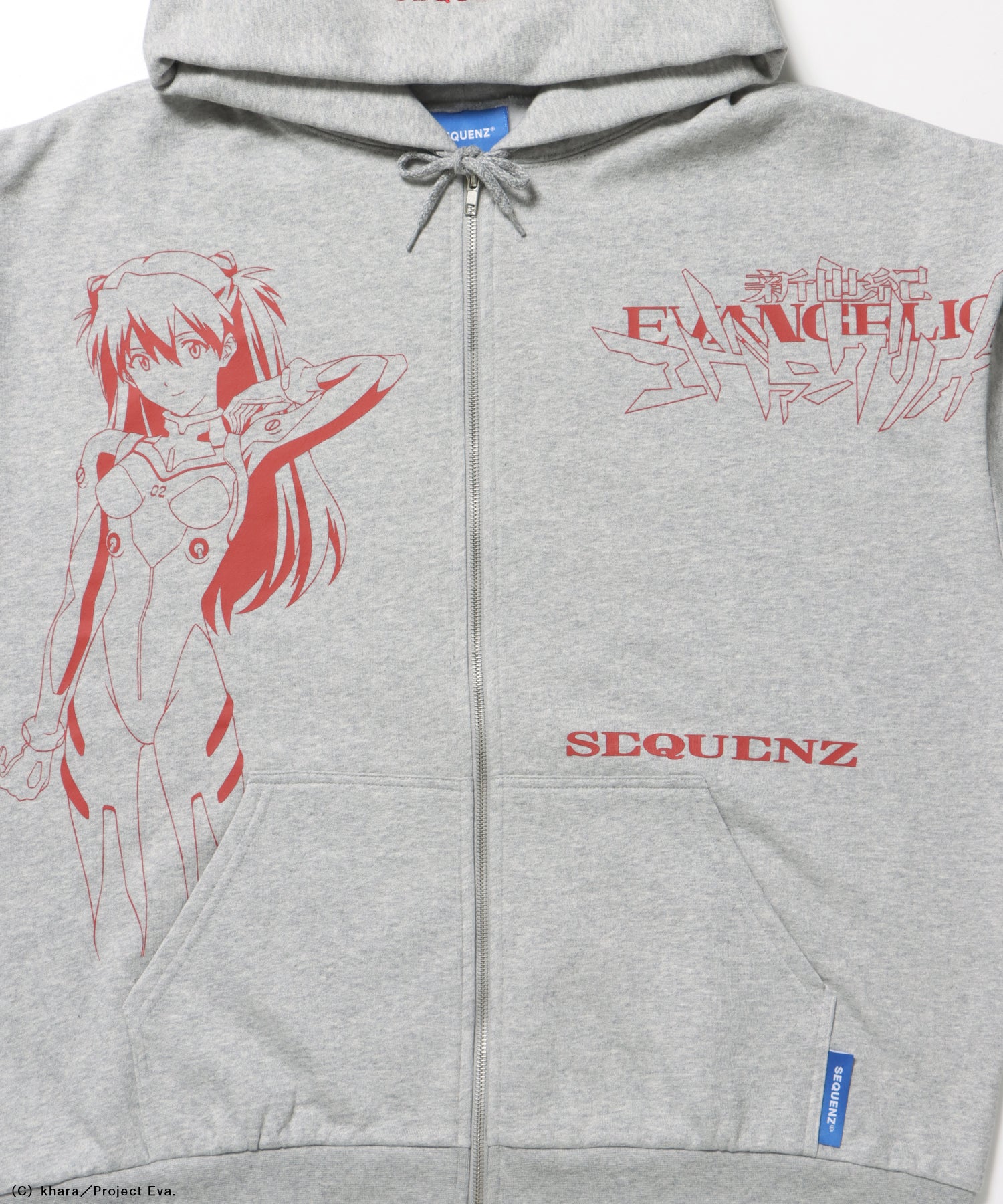 EVA CHARCTER ZIP PK / オーバーサイズ ビッグシルエット ジップパーカー 刺繍 プリント フーディ 裏起毛 ユニセックス グレー