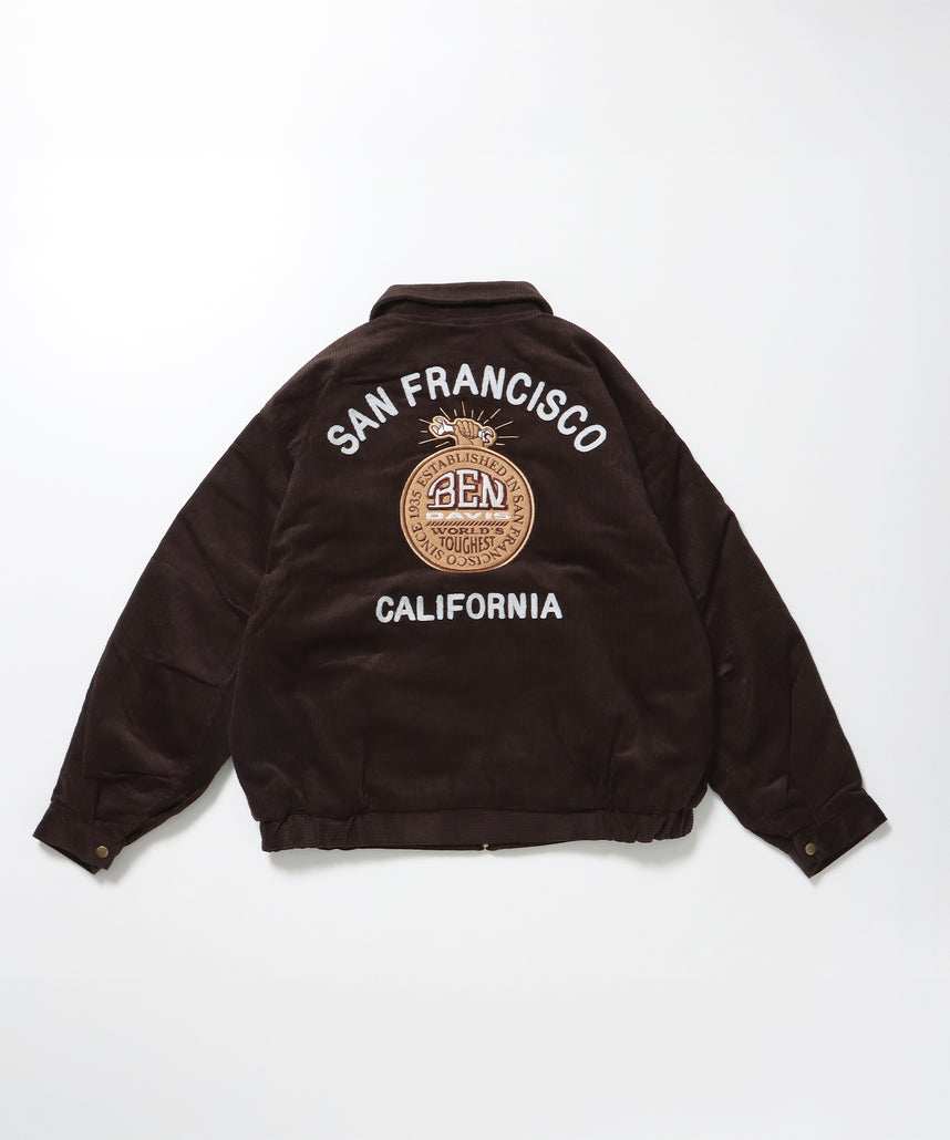 REMOVAL BOA COLLAR CORD JACKET /ジャケット ボア 刺繍 ワッペン スイングトップ ブラウン