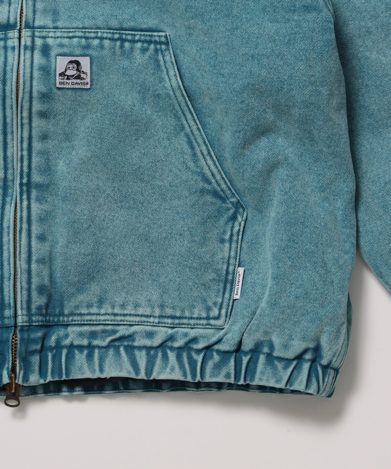 WORKERS PARKA / ジップパーカー フーディ 中綿 キルト ワークジャケット ダブルジップ ターコイズブルー