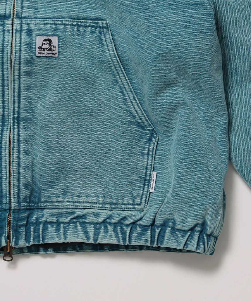 WORKERS PARKA / ジップパーカー フーディ 中綿 キルト ワークジャケット ダブルジップ ターコイズブルー