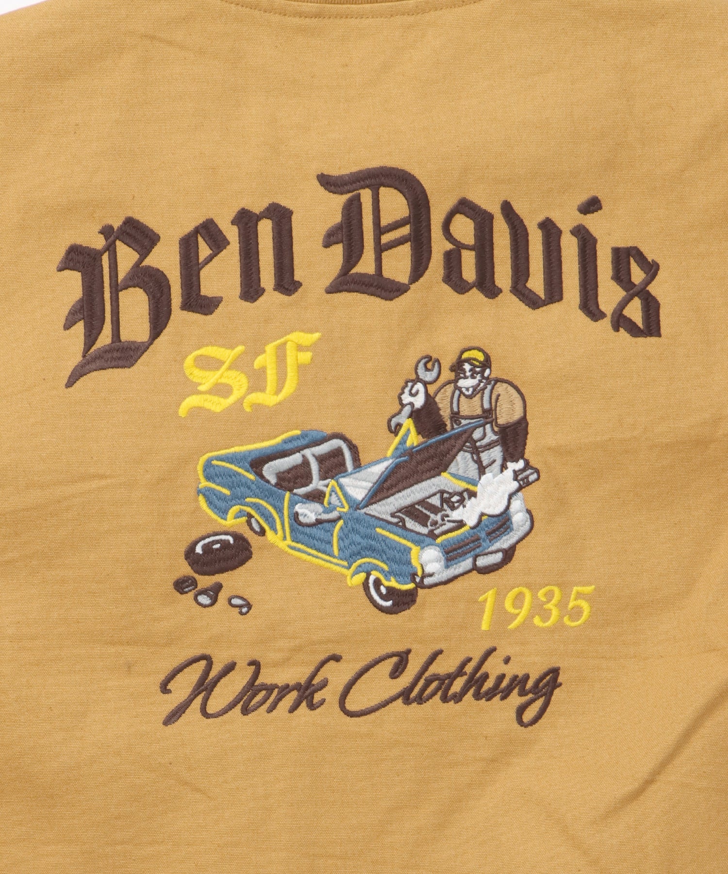 MECHANIC EMB RIBBED JACKET / ワーク ジャケット 刺繍 ジャケット ダック アウター ベージュ