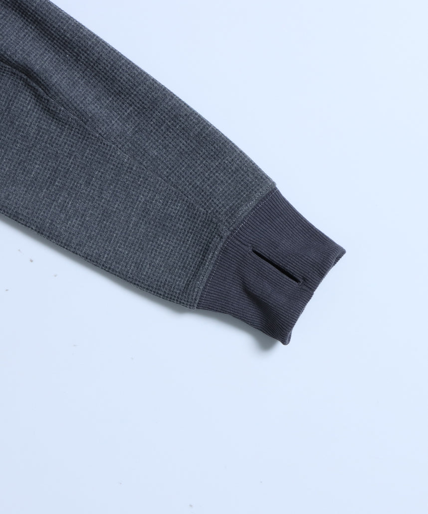 THERMAL LADIES ZIP UP LADIES / ワッフル レディース ジップパーカー サーマル ダブルジップ フーディ グレー