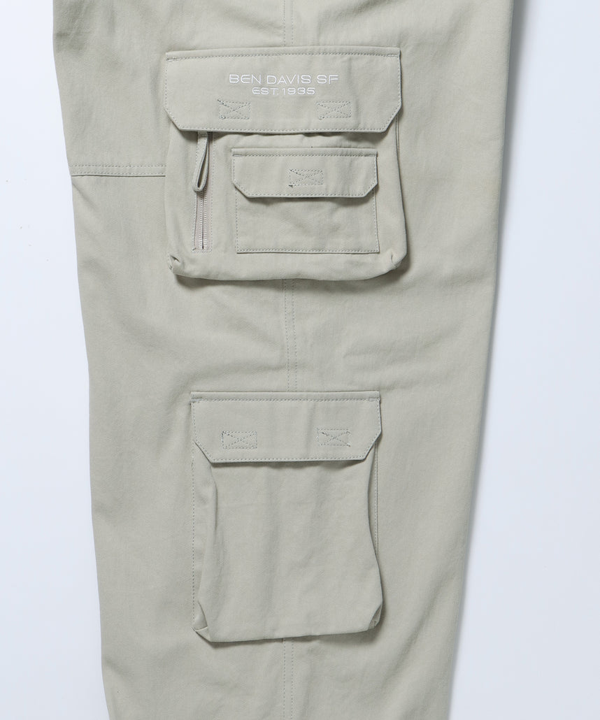 THESE DAYS TECH CARGO PANTS / ワイドテーパード 裾ドローコード グレイッシュベージュ