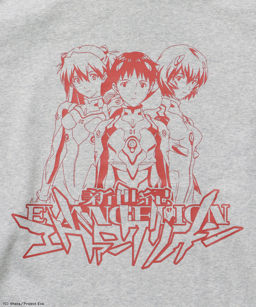 EVA CHARCTER ZIP PK / オーバーサイズ ビッグシルエット ジップパーカー 刺繍 プリント フーディ 裏起毛 ユニセックス グレー