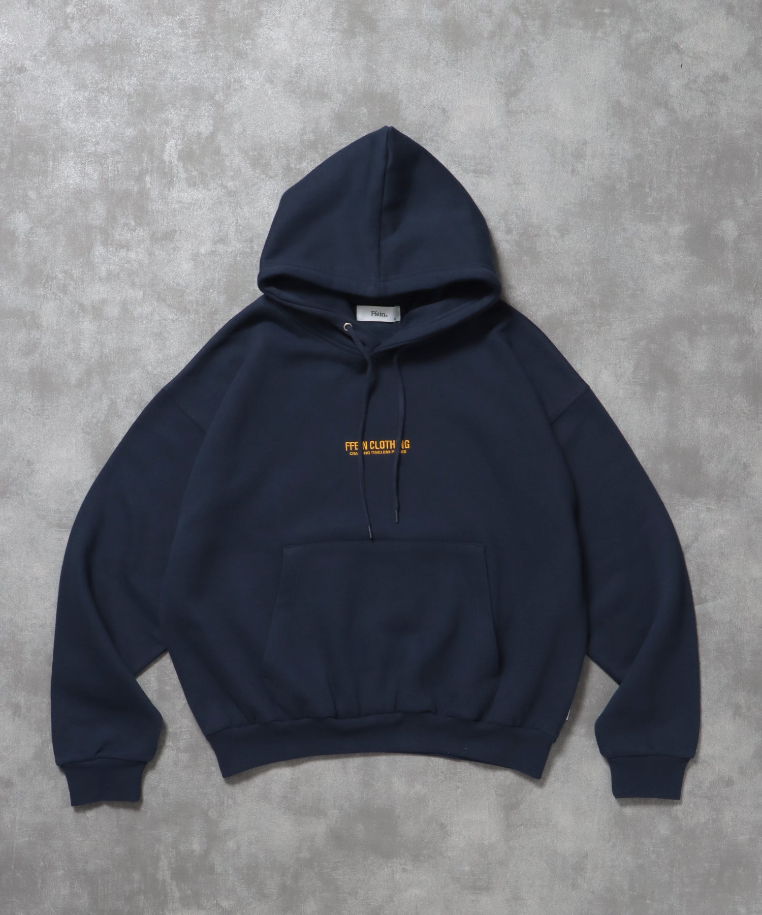 ヘビーウエイトセンターミニロゴジップパーカー / パーカー 裏起毛 ジップ 刺繍 ロゴ フーディ ダブルジップ ネイビー