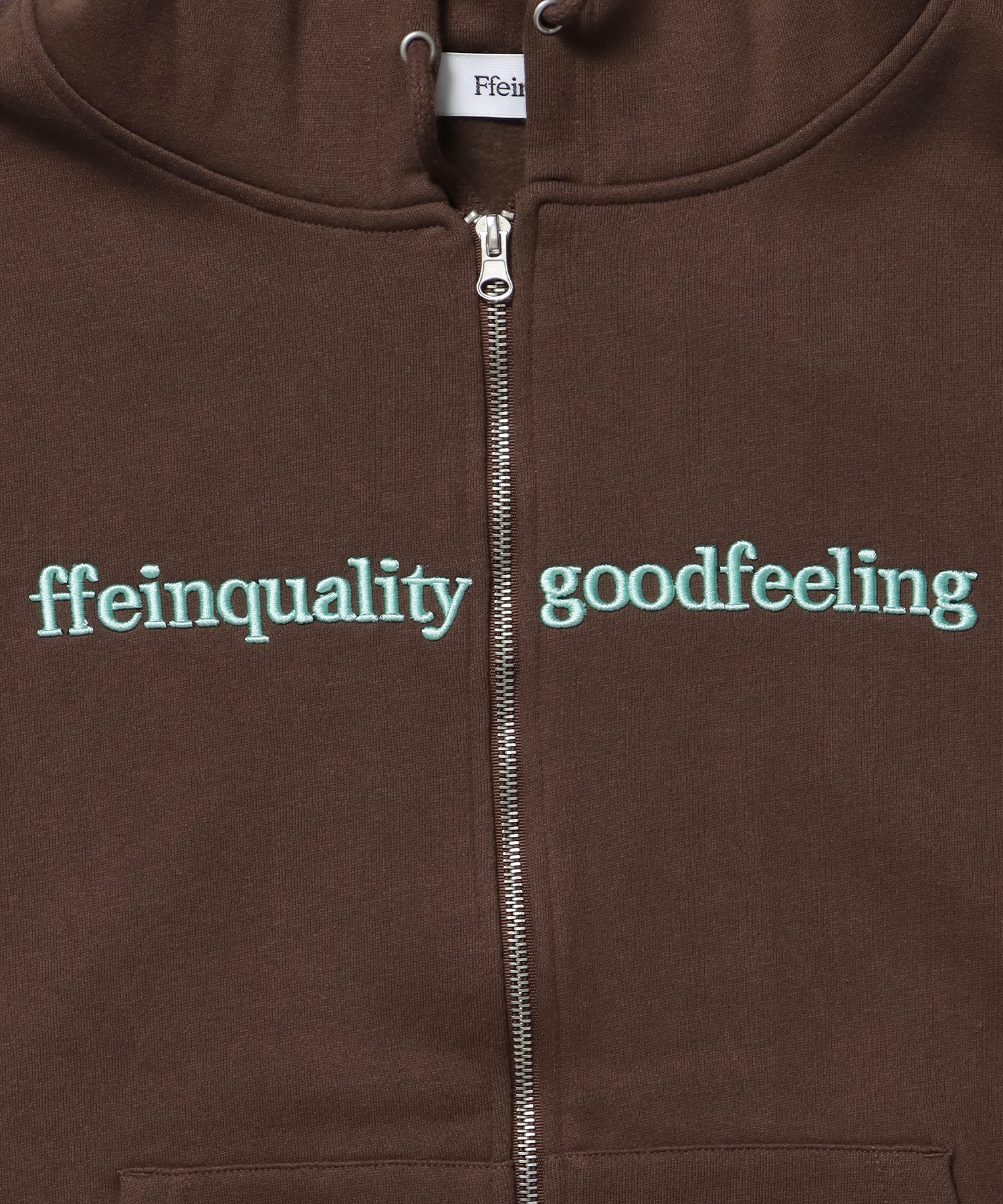 ヘビーウエイトセンターロゴ刺繍ZIPパーカー / パーカー 裏起毛 ジップ 刺繍 ロゴ フーディ バブルジップ ブラウン