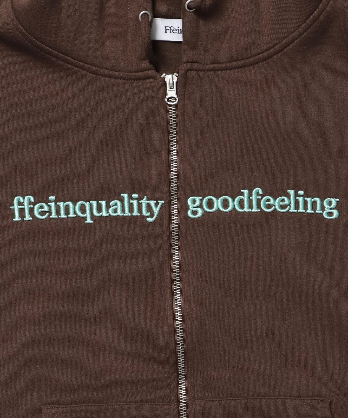 ヘビーウエイトセンターロゴ刺繍ZIPパーカー / パーカー 裏起毛 ジップ 刺繍 ロゴ フーディ バブルジップ ブラウン