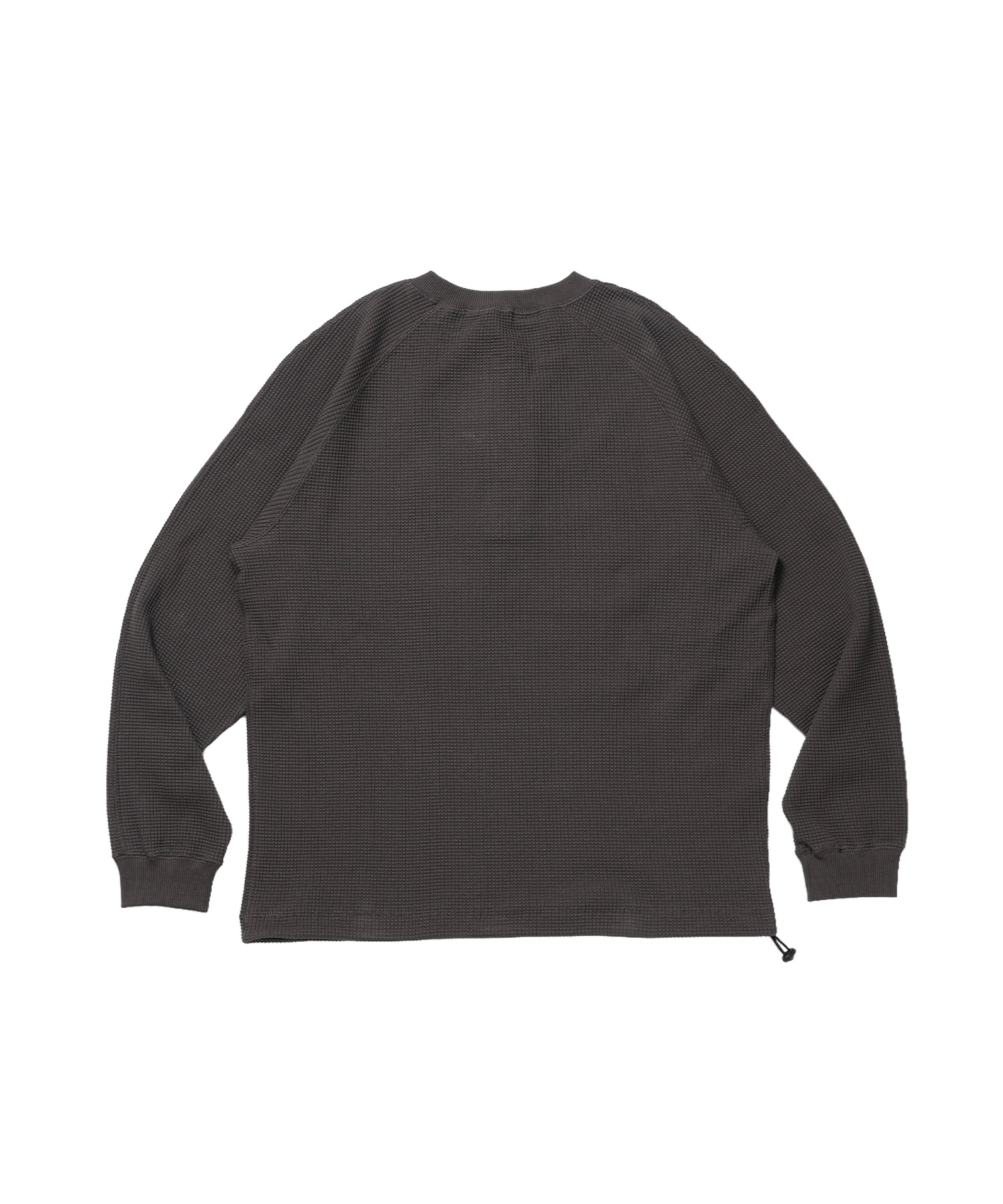 BIG WAFFLE HENLEY WIDE P/O / ワッフル ヘンリー ネック ワイドシルエット ロンT ユニセックス 長袖 ダークブラウン