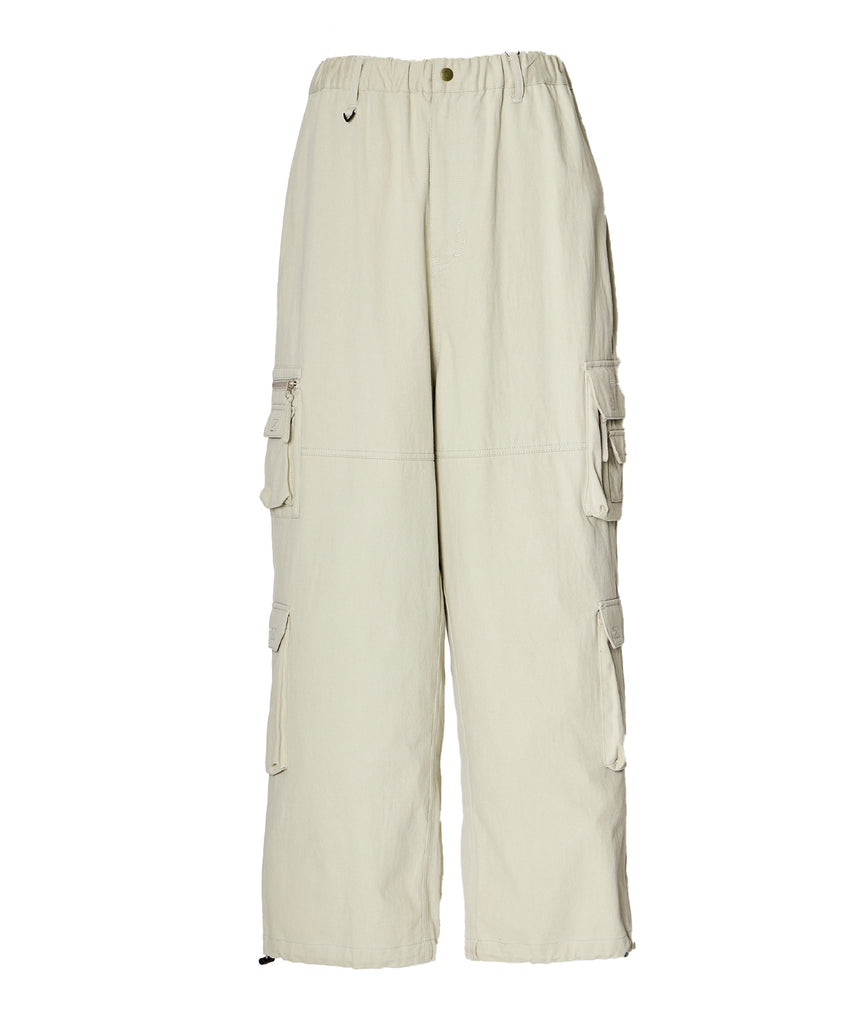 THESE DAYS TECH CARGO PANTS / ワイドテーパード 裾ドローコード グレイッシュベージュ