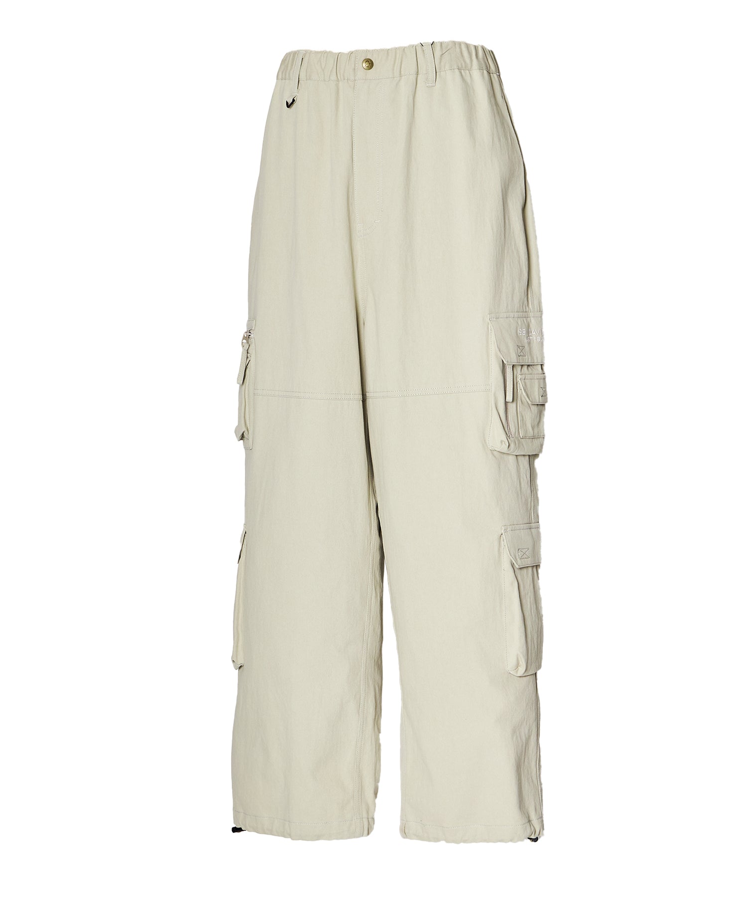 THESE DAYS TECH CARGO PANTS / ワイドテーパード 裾ドローコード グレイッシュベージュ