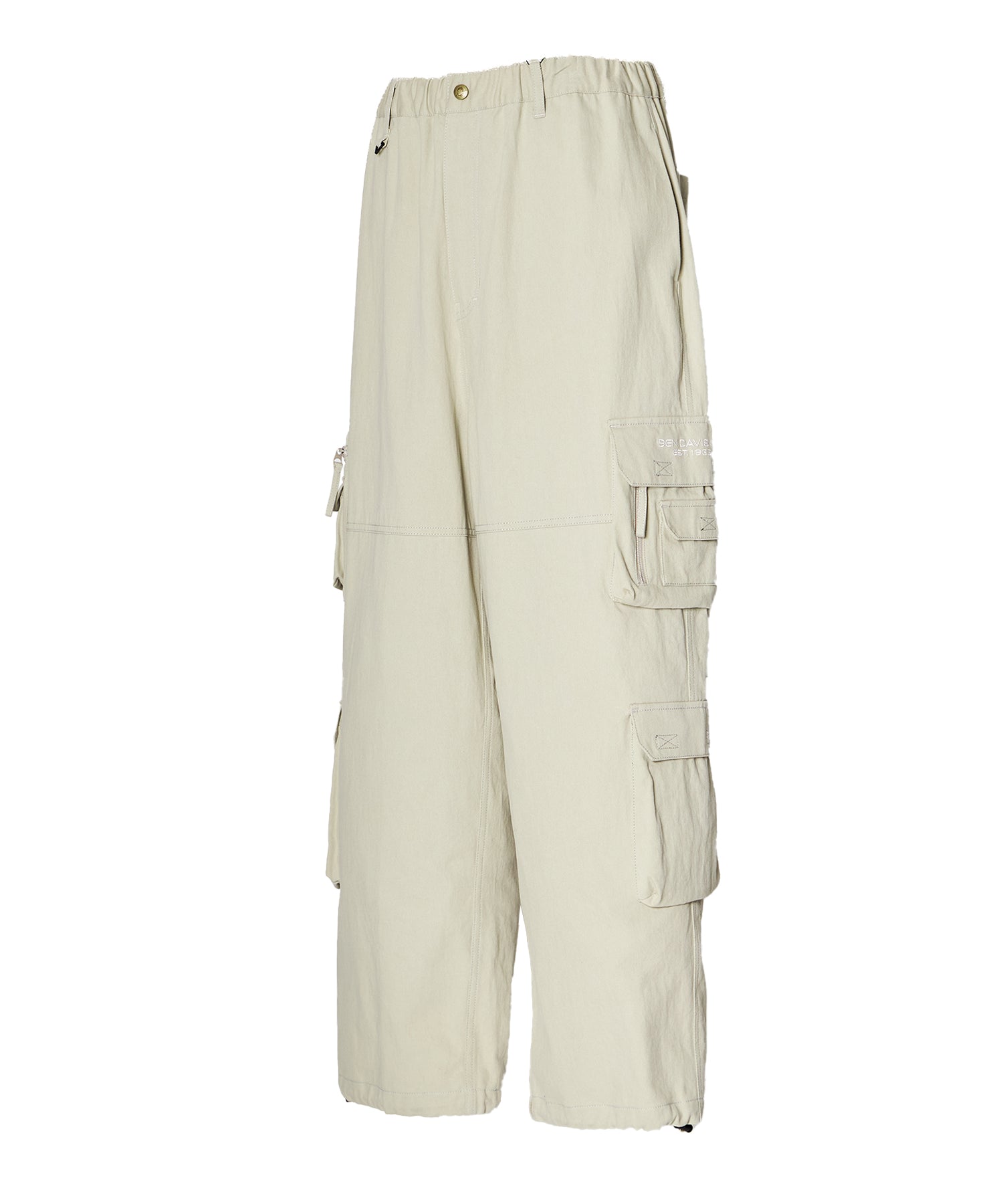 THESE DAYS TECH CARGO PANTS / ワイドテーパード 裾ドローコード グレイッシュベージュ