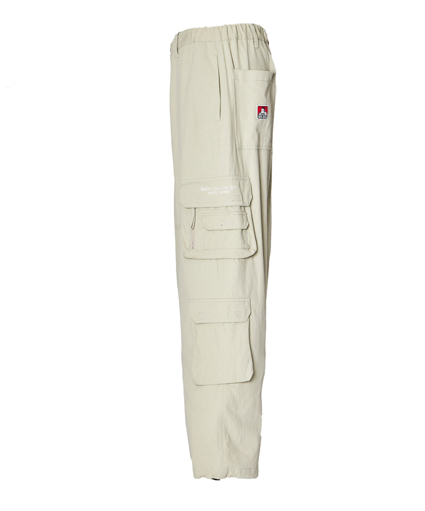 THESE DAYS TECH CARGO PANTS / ワイドテーパード 裾ドローコード グレイッシュベージュ