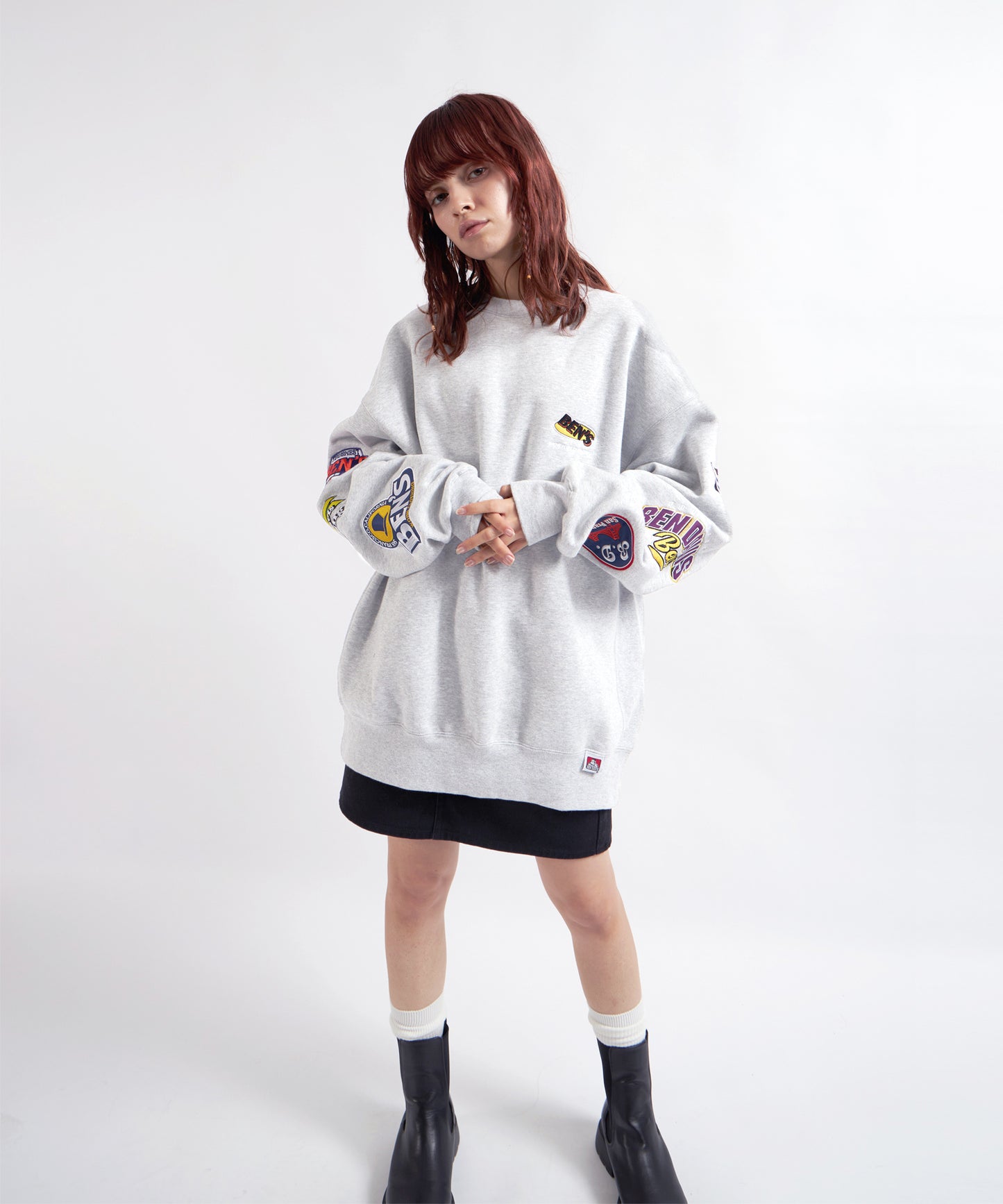 CHAMPIONSHIP PATCHED CREW NECK SWEAT / 袖ワッペン 刺繍 古着風 クルーネック スウェット アッシュグレー