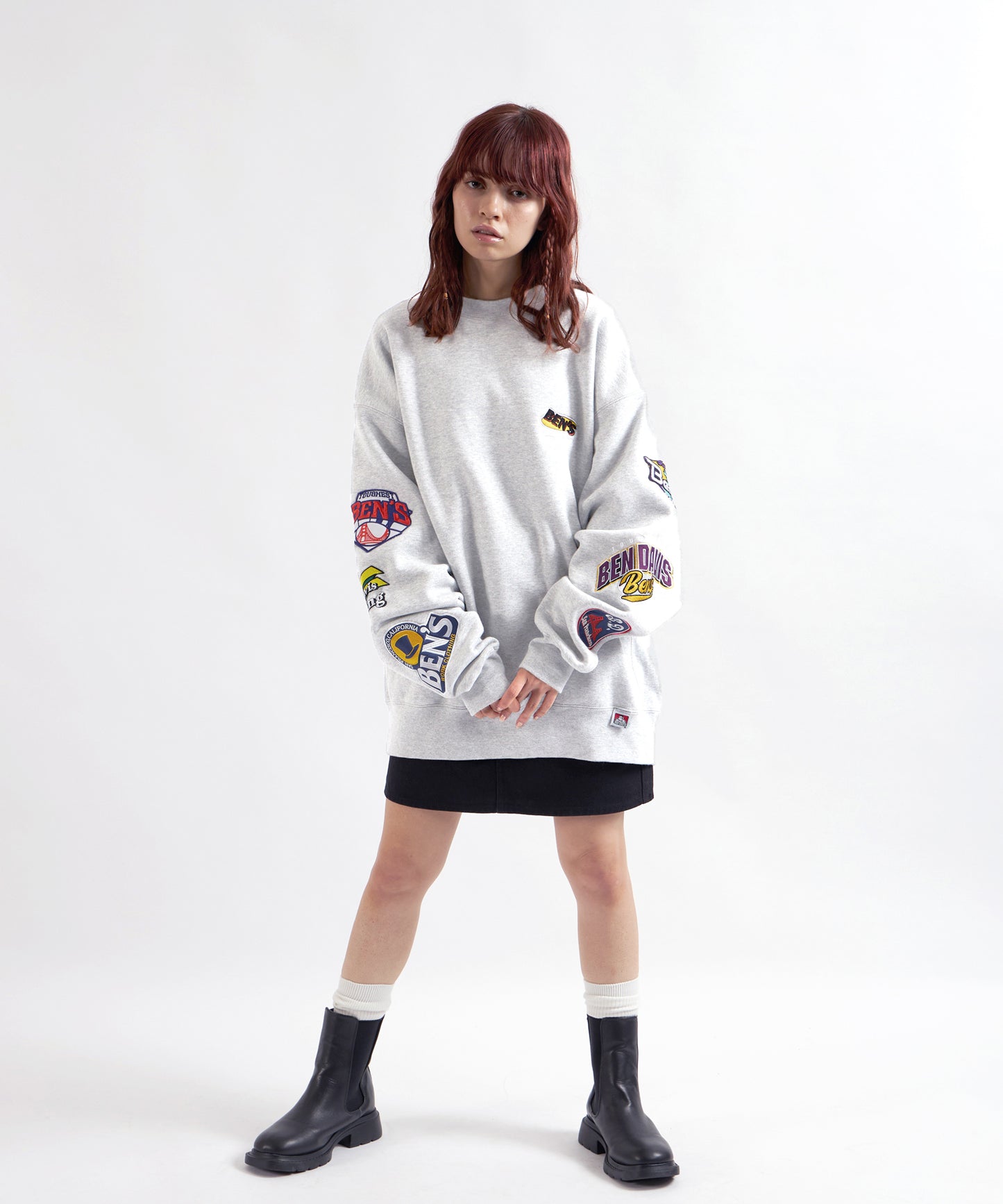 CHAMPIONSHIP PATCHED CREW NECK SWEAT / 袖ワッペン 刺繍 古着風 クルーネック スウェット アッシュグレー