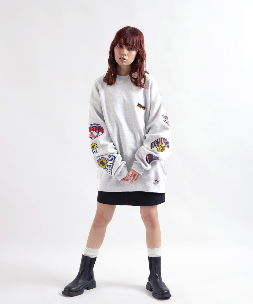 CHAMPIONSHIP PATCHED CREW NECK SWEAT / 袖ワッペン 刺繍 古着風 クルーネック スウェット アッシュグレー