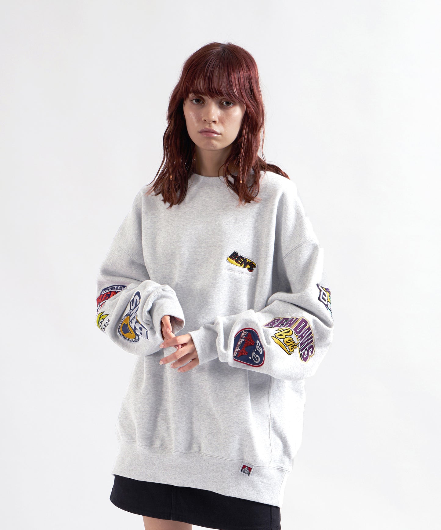 CHAMPIONSHIP PATCHED CREW NECK SWEAT / 袖ワッペン 刺繍 古着風 クルーネック スウェット アッシュグレー
