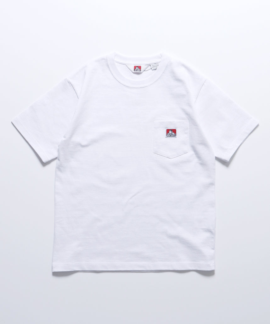 BEN'S POCKET TEE(REG) / ポケット 半袖 ワンポイント レギュラーサイズ ヘビーウエイト クルーネック ホワイト