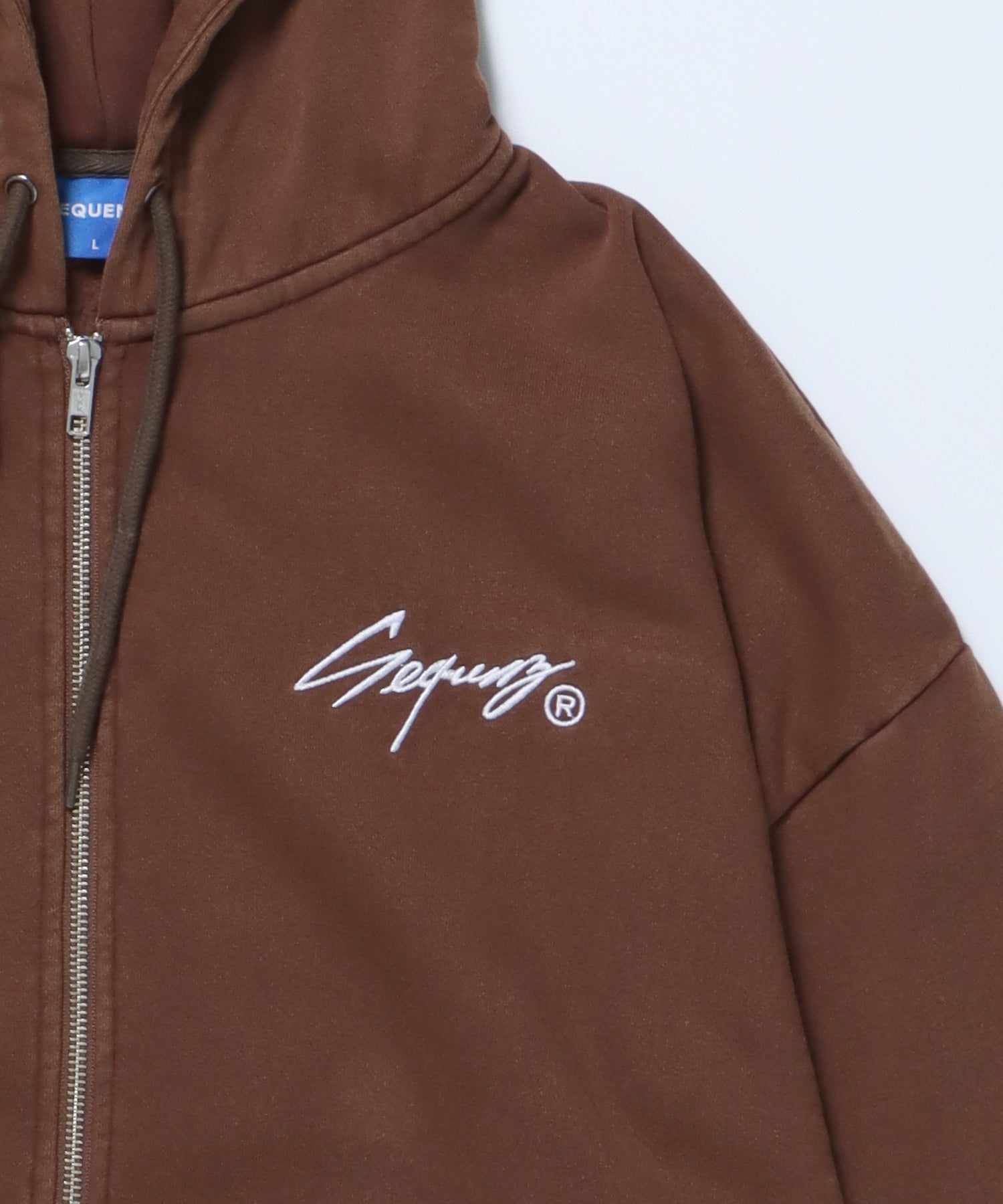 WORK AGING ZIP P/K / 古着風 シンプル ロゴ ワンポイント フルジップ パーカー モカ