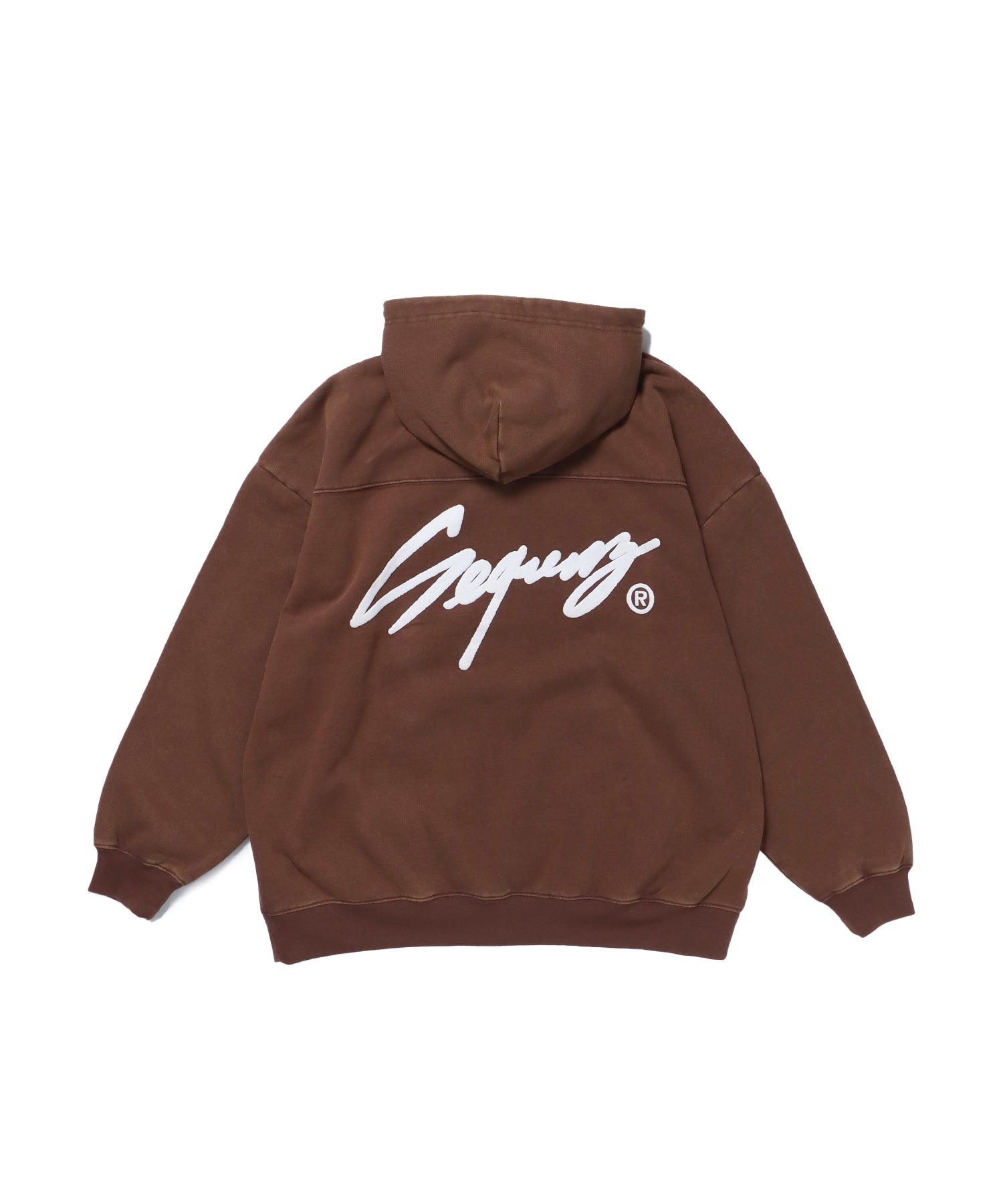 WORK AGING ZIP P/K / 古着風 シンプル ロゴ ワンポイント フルジップ パーカー モカ