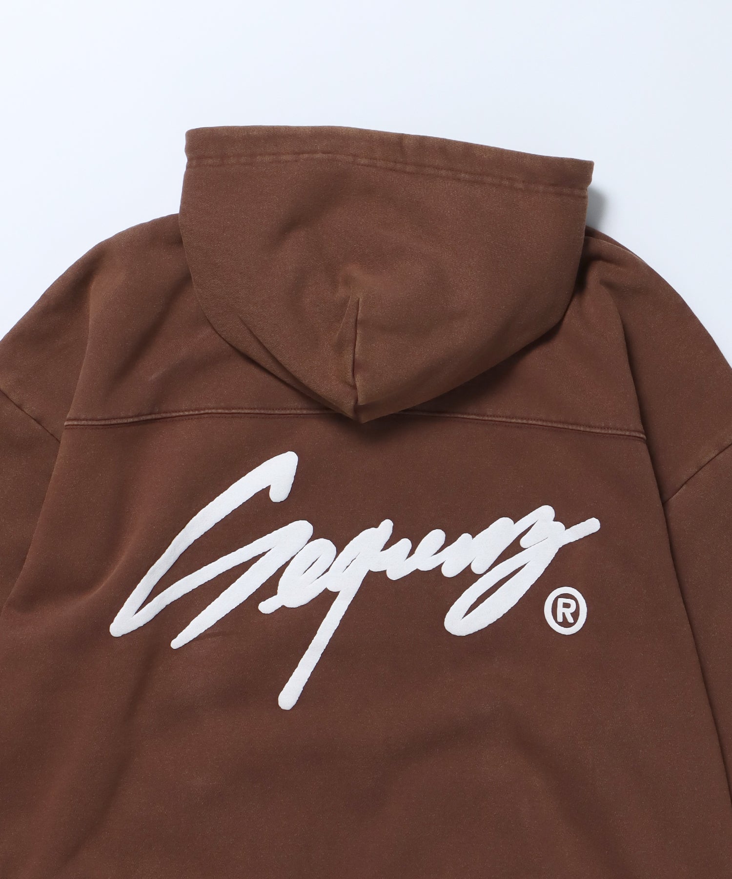 WORK AGING ZIP P/K / 古着風 シンプル ロゴ ワンポイント フルジップ パーカー モカ