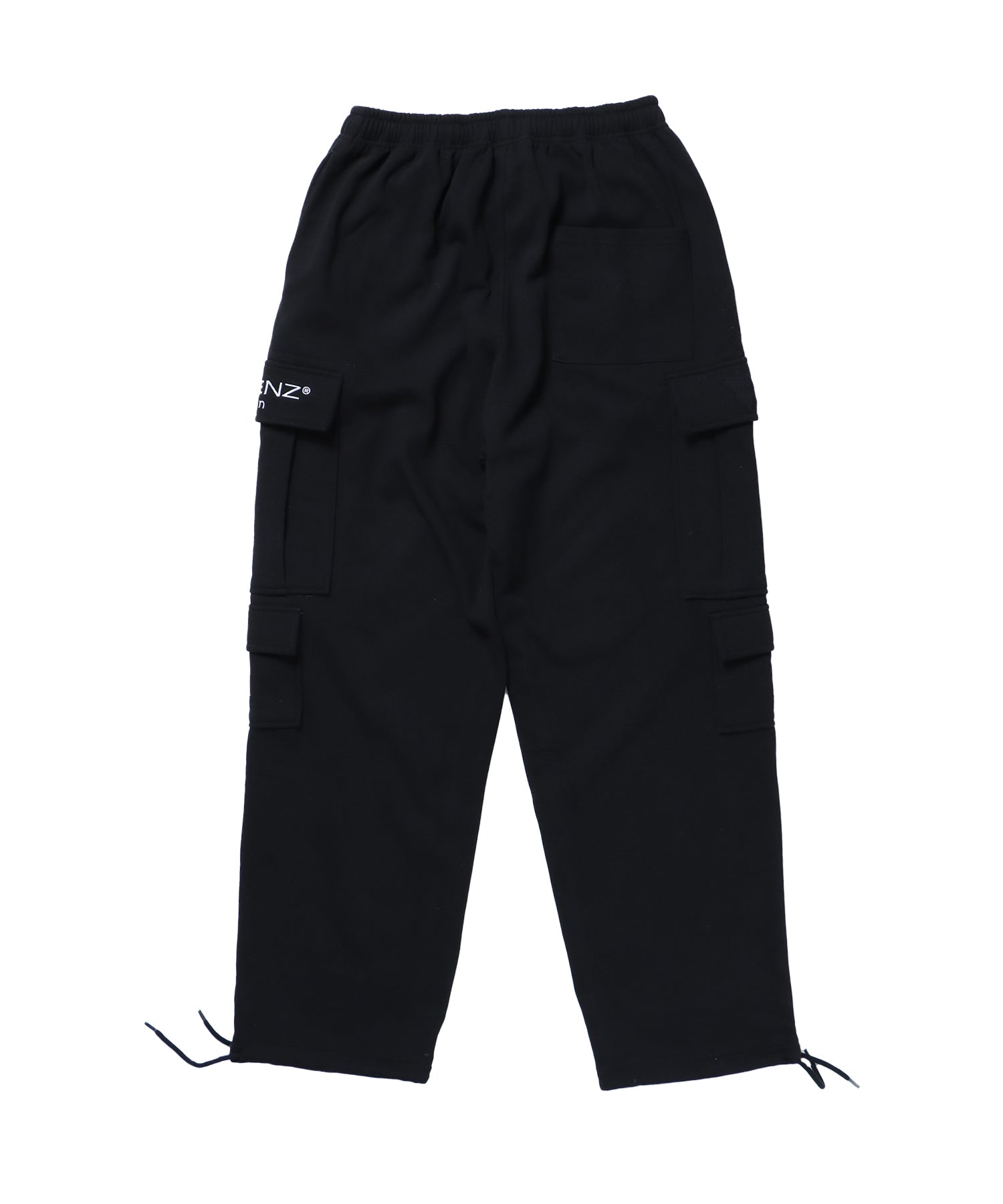 【SEQUENZ】 UTILITY POCKET CARGO PANTS / ロゴ 刺繍 カーゴ ポケット スウェット パンツ ドローコード ブラック