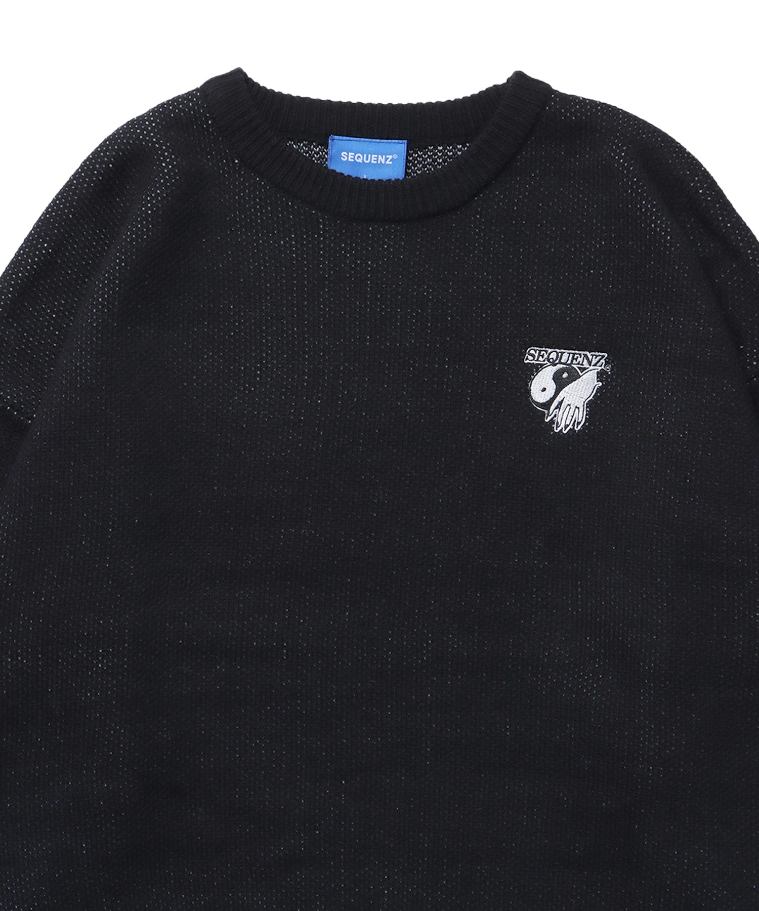 【SEQUENZ】 BIG TAIJI C/N KNIT / クルーネック ストリート ビックシルエット ブラック