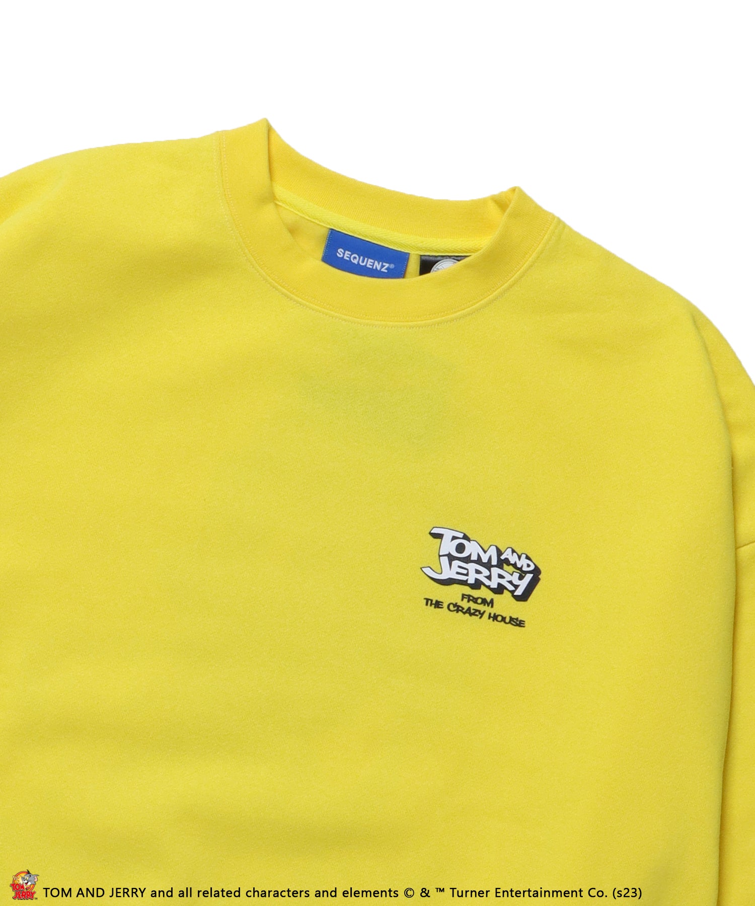 【SEQUENZ】TOM and JERRY 90s STYLE CN SWEATSHIRTS/ トムとジェリー ストリート 古着風 ロゴ ペアコーデ クルーネック スウェット レモンイエロー