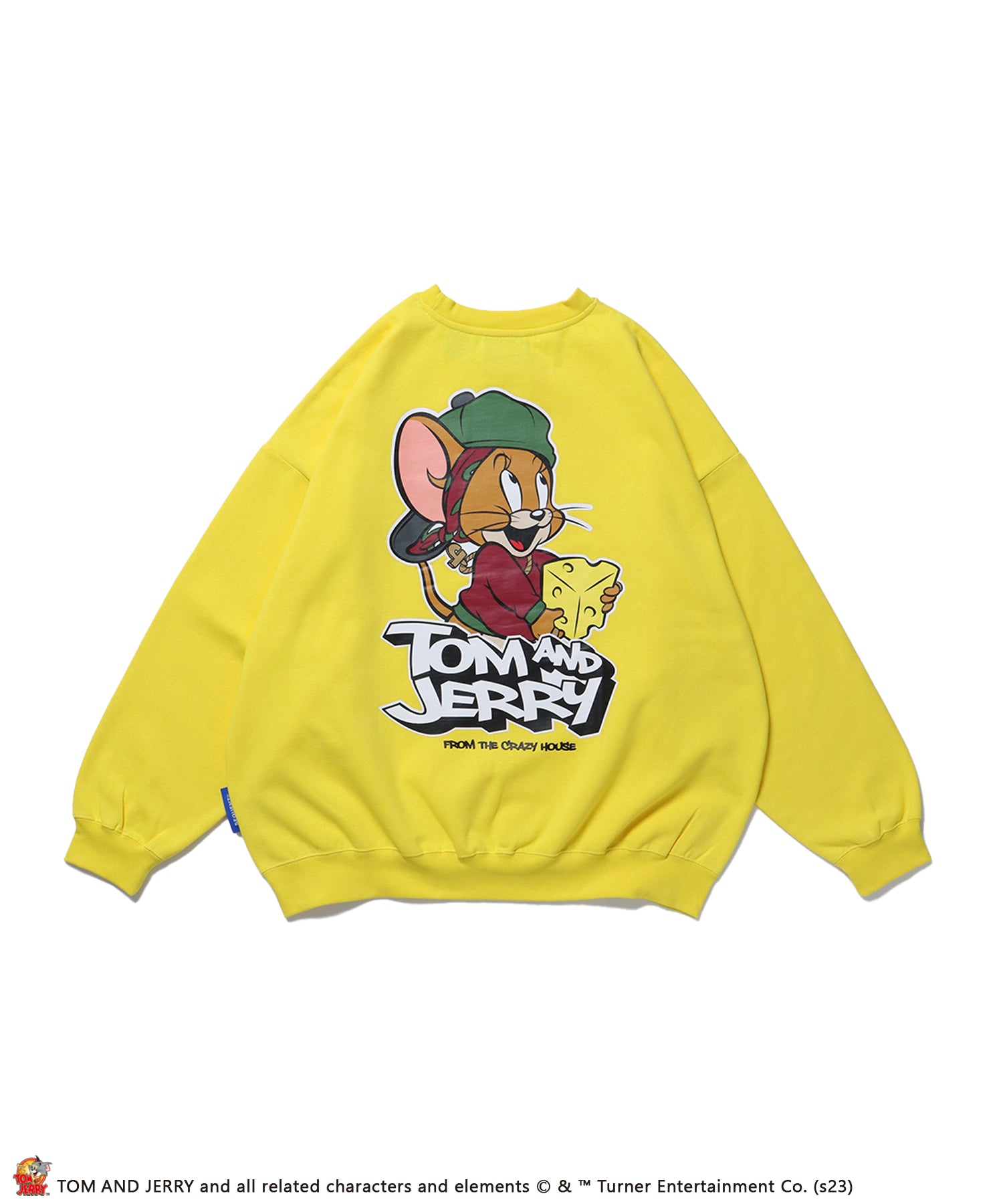 【SEQUENZ】TOM and JERRY 90s STYLE CN SWEATSHIRTS/ トムとジェリー ストリート 古着風 ロゴ ペアコーデ クルーネック スウェット レモンイエロー