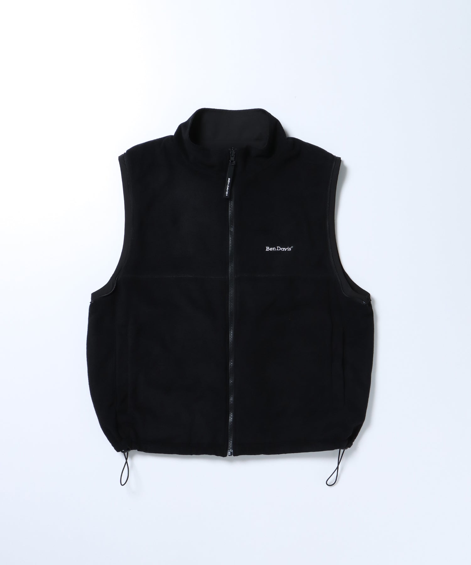 【BEN DAVIS(ベンデイビス)】 4WAY STAND COLLAR JACKET / 4WAY スタンド フリース ロゴ 刺繍 ベスト ジャケット ブラック