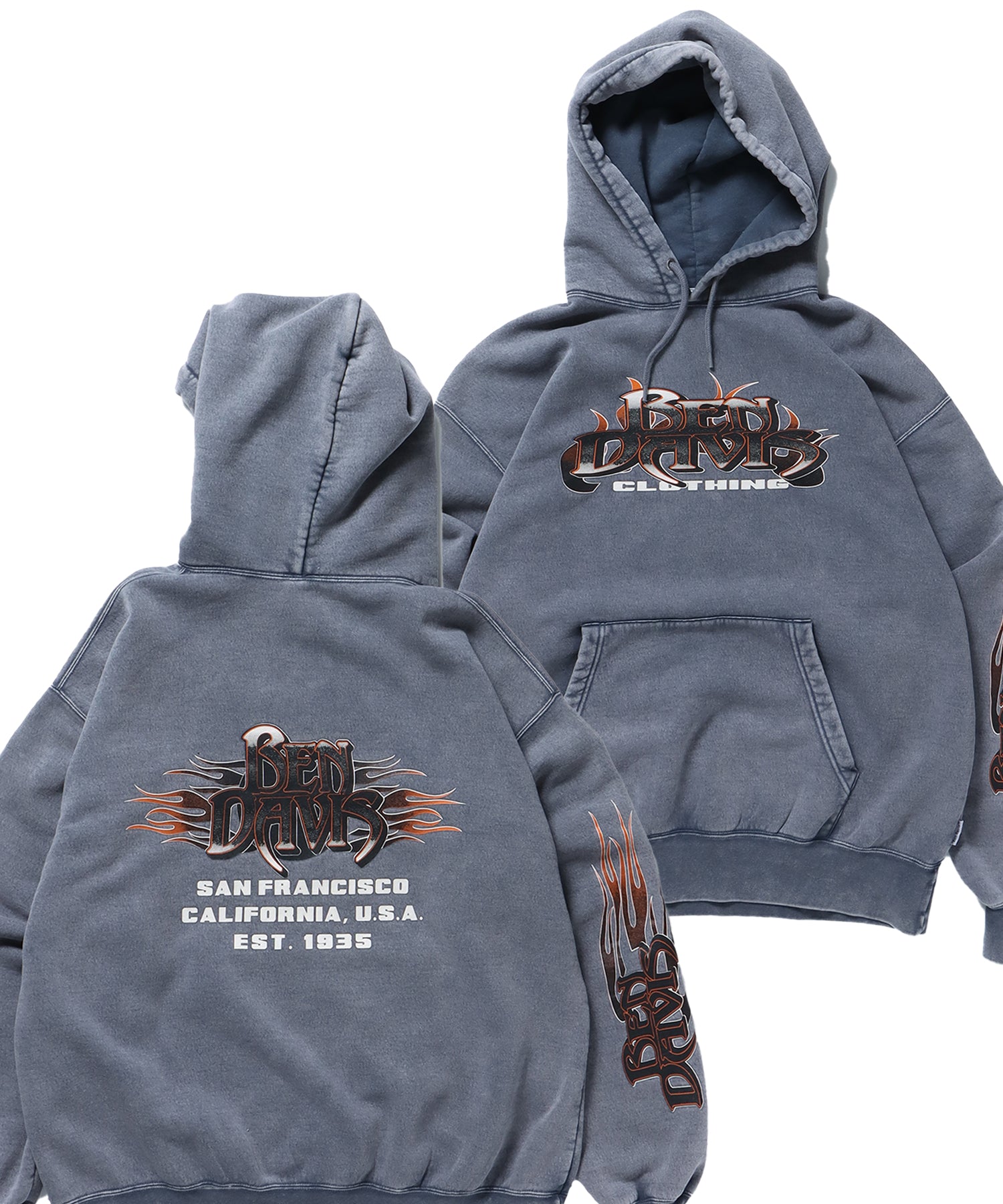 BEN DAVIS(ベンデイビス)】 FLAME GRAPHIC FADED HOODIE / 製品