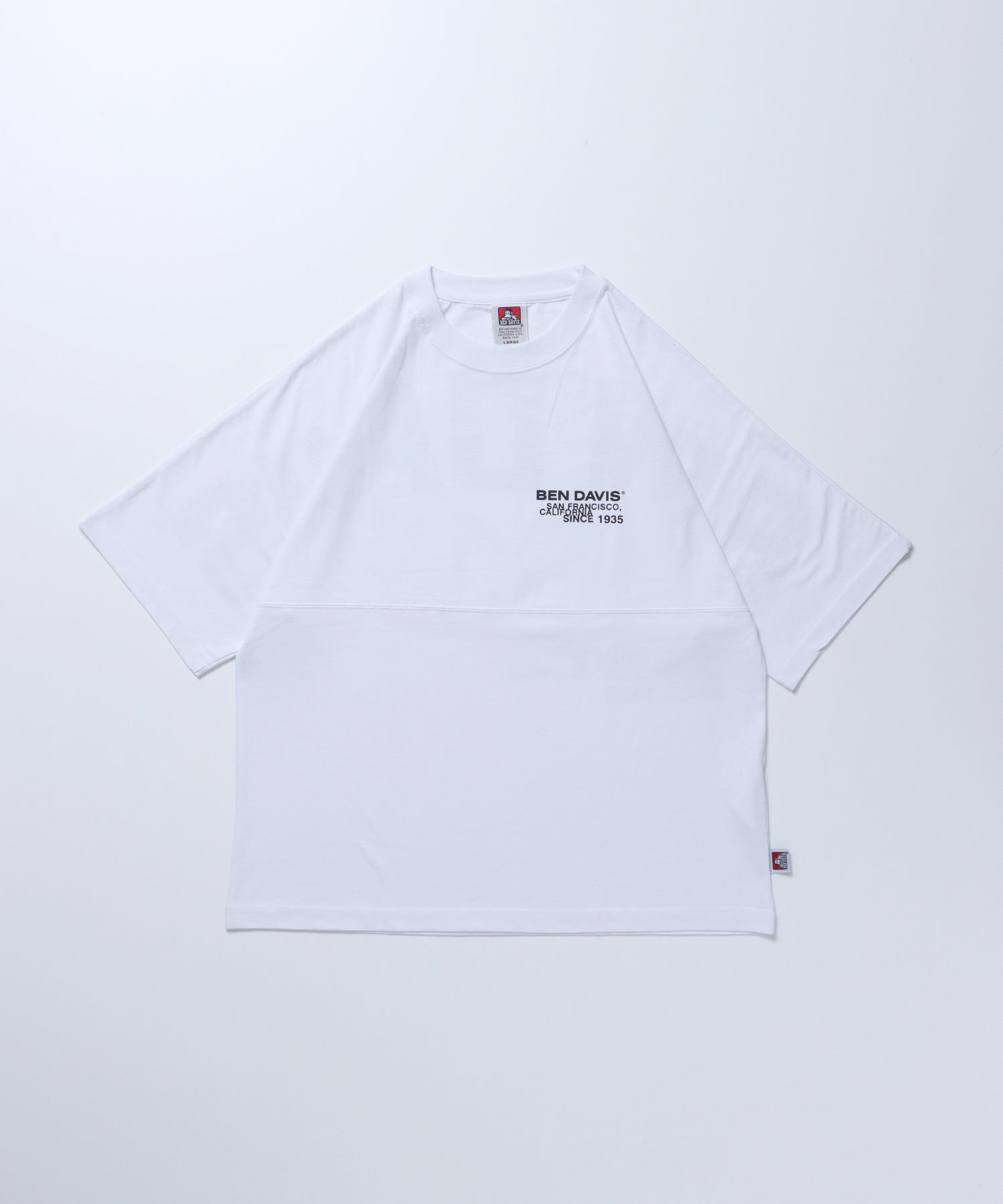 【BEN DAVIS(ベンデイビス)】 LS&SS 2TEES LAYERED(WIDE) / セット ワンポイント バックプリント レイヤード ロンT ホワイト