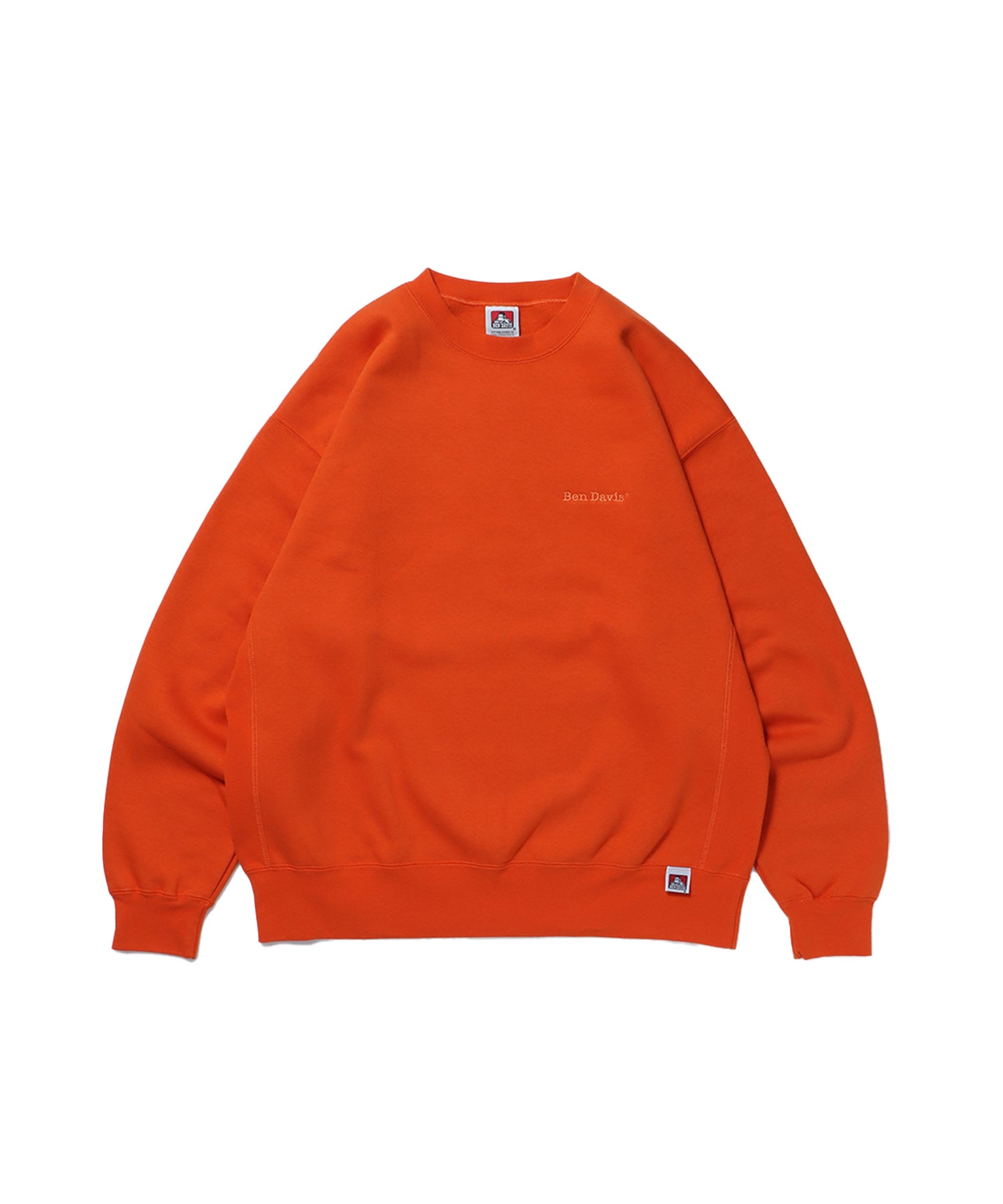 【BEN DAVIS(ベンデイビス)】HEAVY SWEAT CREW NV / ビッグ スウェット ヘビーウェイト 限定 刺繍 ピスネーム オレンジ