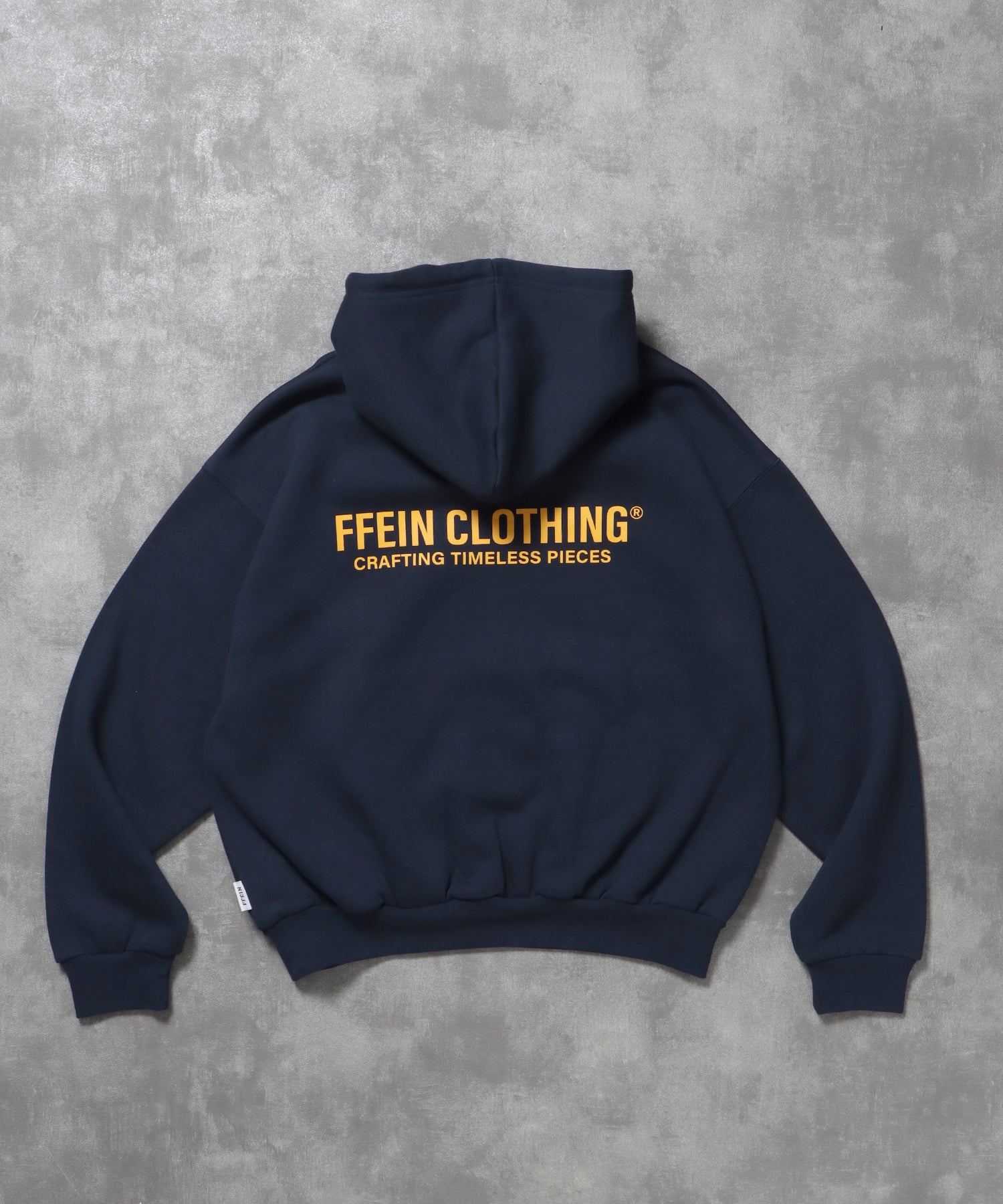 ヘビーウエイトセンターミニロゴジップパーカー / パーカー 裏起毛 ジップ 刺繍 ロゴ フーディ ダブルジップ ネイビー